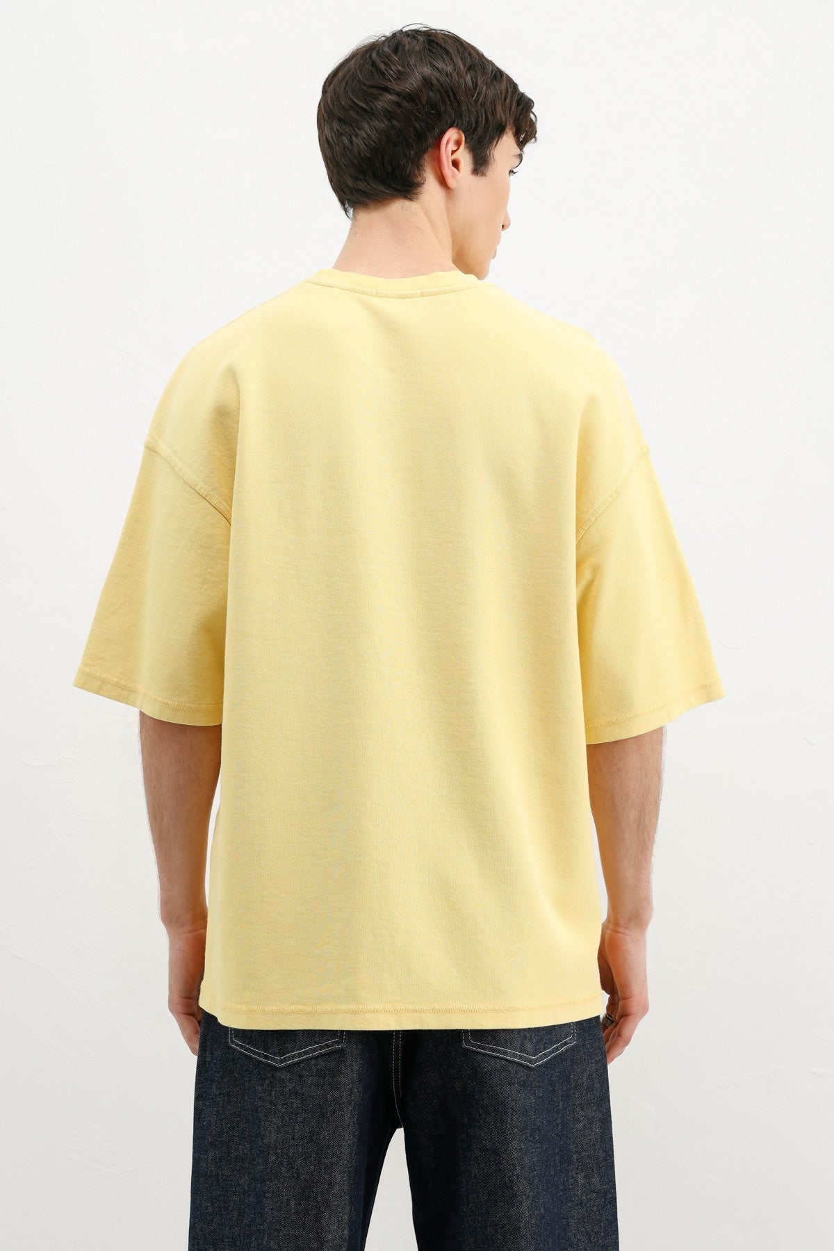 Yıkamalı Yazı Baskılı Oversize Tişört