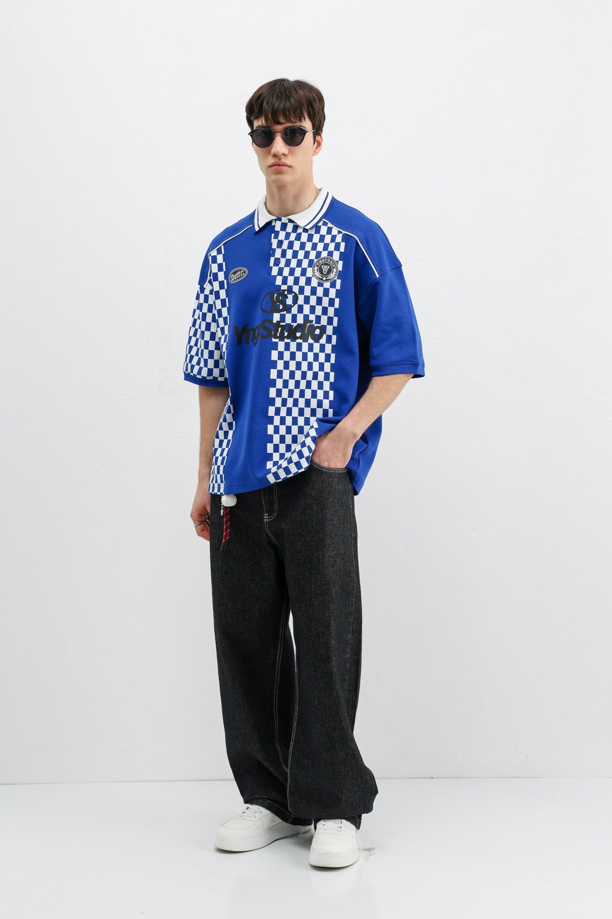 Polo Yaka Baskılı Oversize Tişört