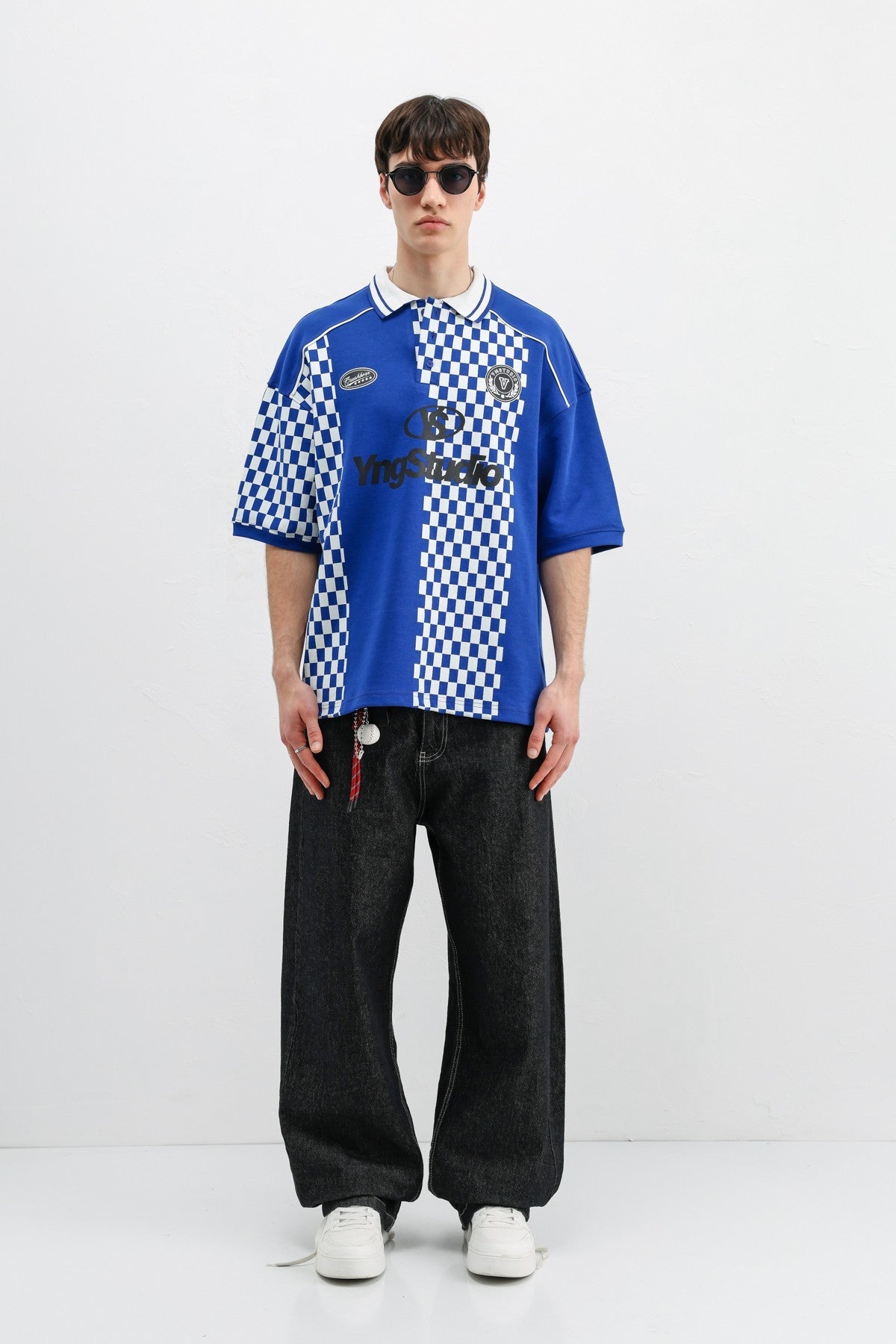 Polo Yaka Baskılı Oversize Tişört