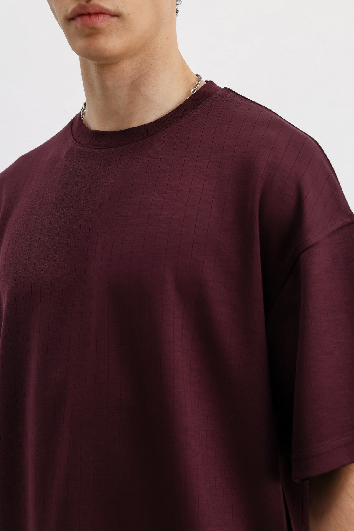 Fitilli Dokulu Oversize Tişört