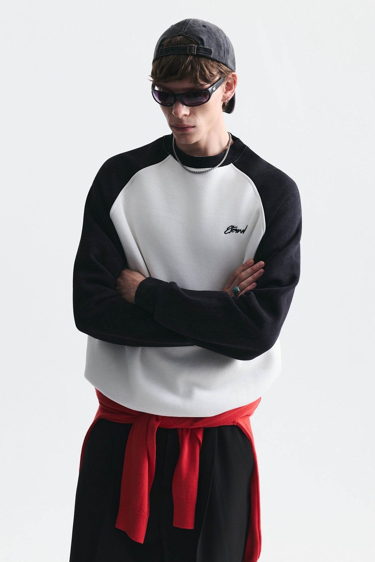 Blok Renkli Bisiklet Yaka Sweatshirt