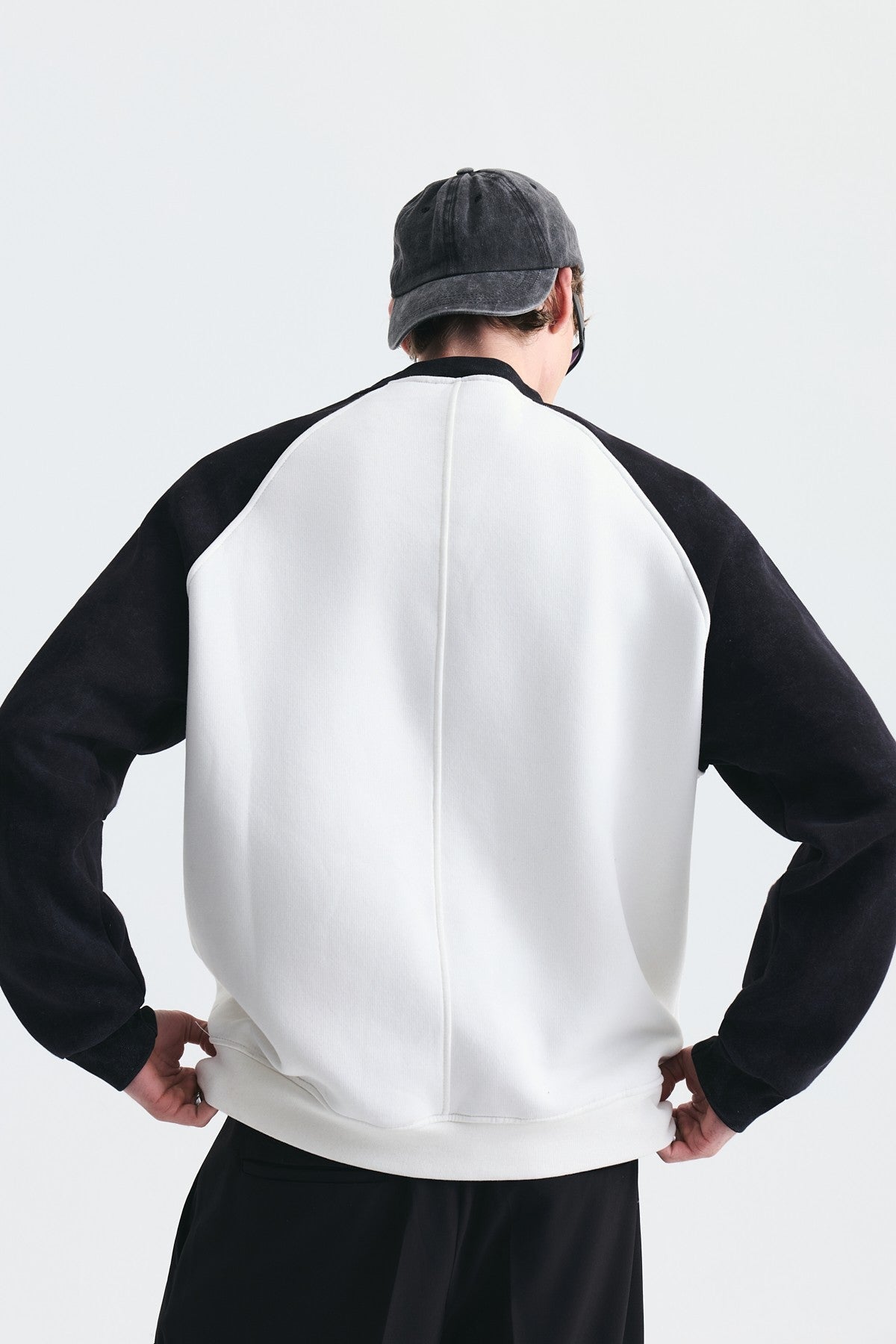 Blok Renkli Bisiklet Yaka Sweatshirt