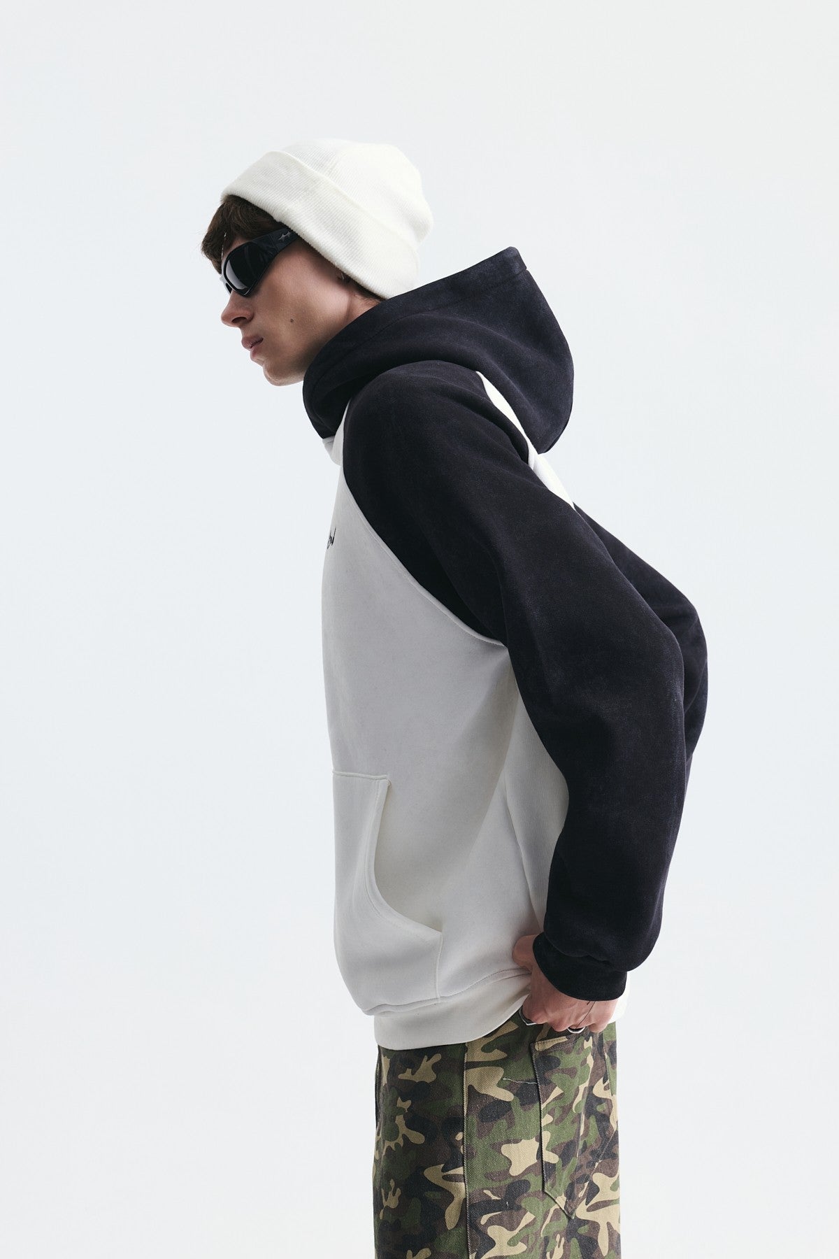 Renk Bloklu Kapüşonlu Sweatshirt
