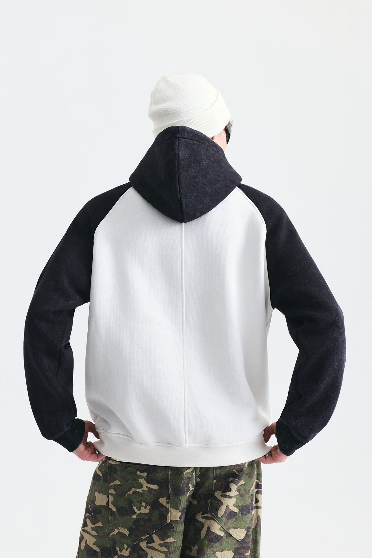 Renk Bloklu Kapüşonlu Sweatshirt