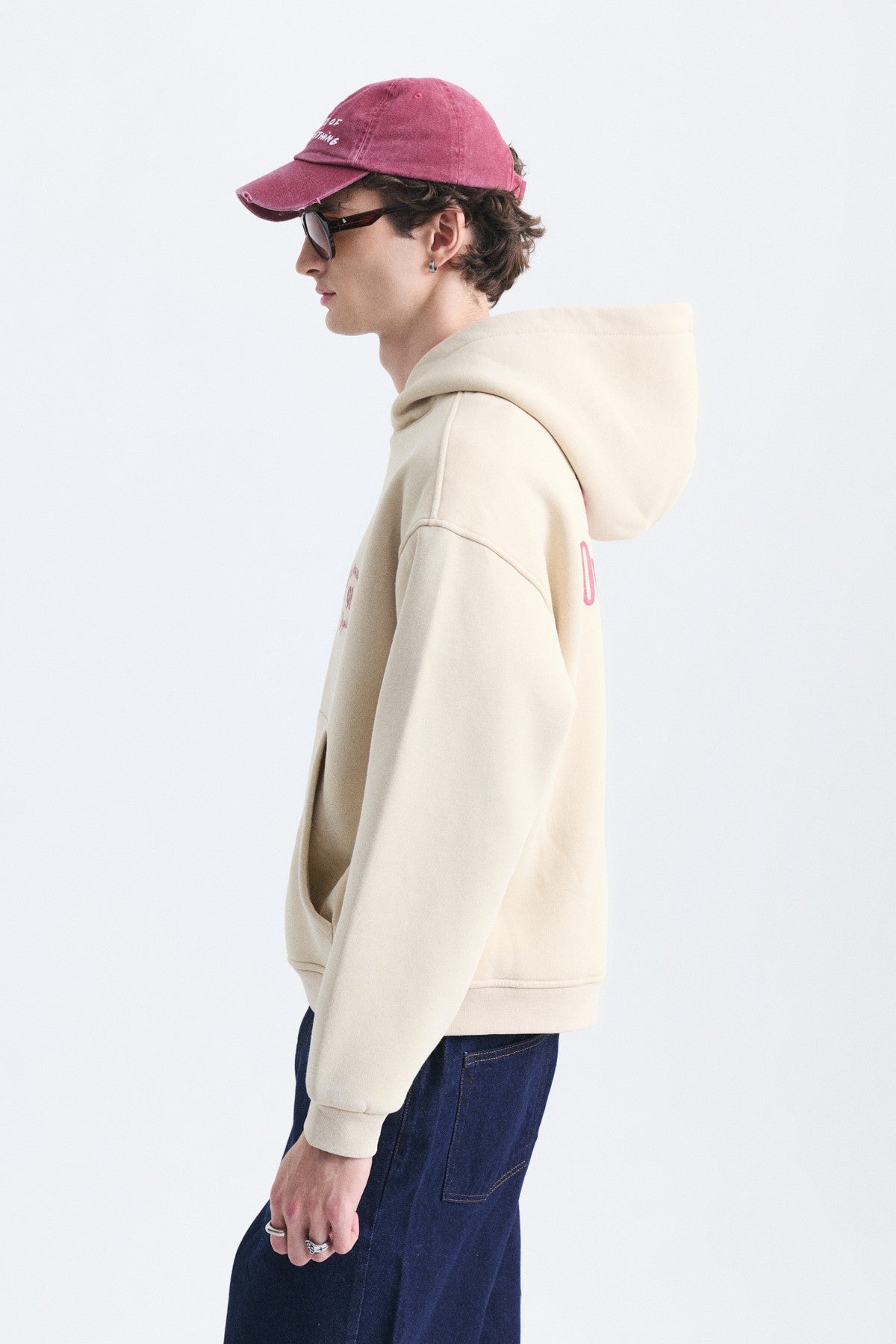 Boxy Fit Yazılı Kapüşonlu Sweatshirt