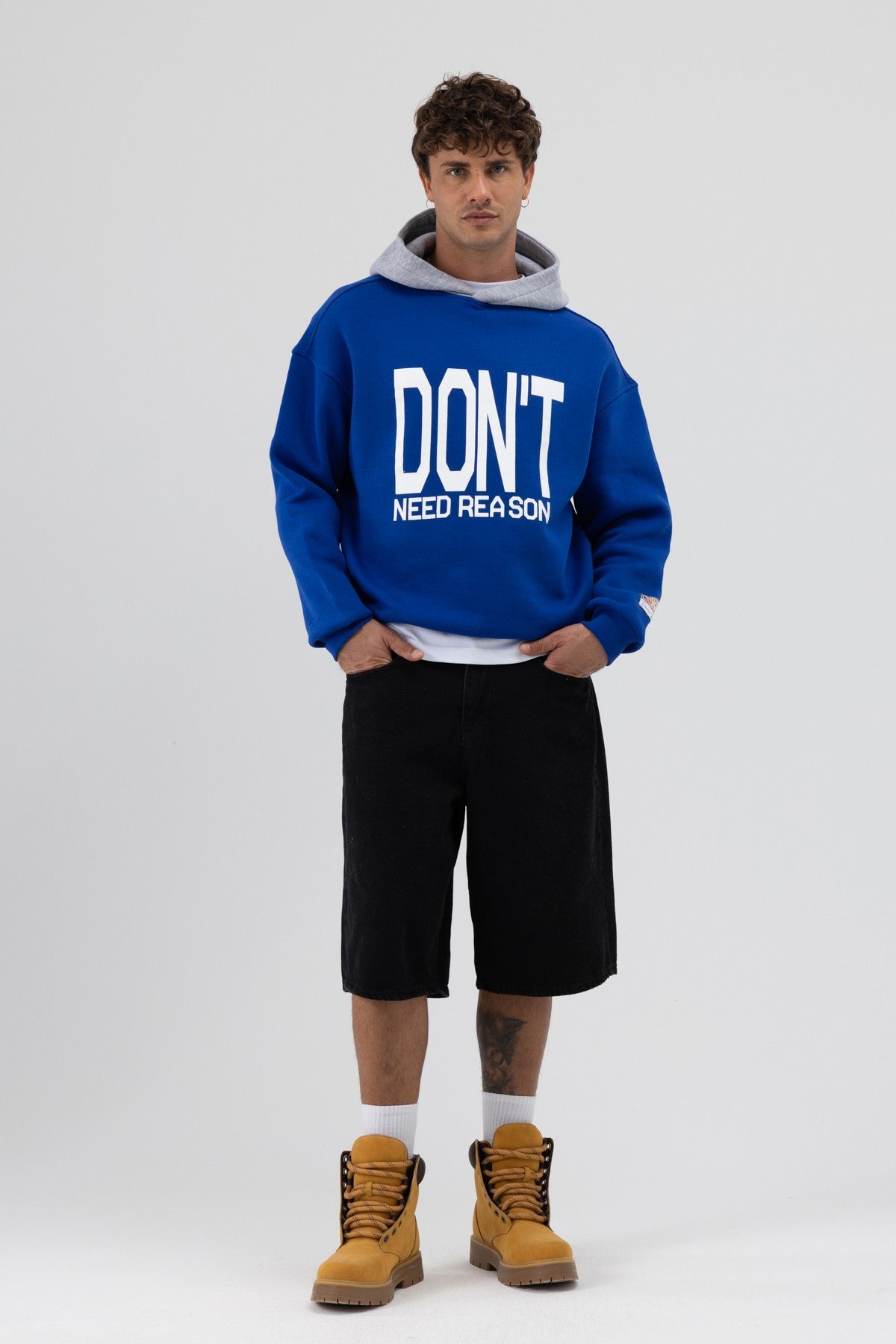 Çift Renk Baskılı Oversize Sweatshirt
