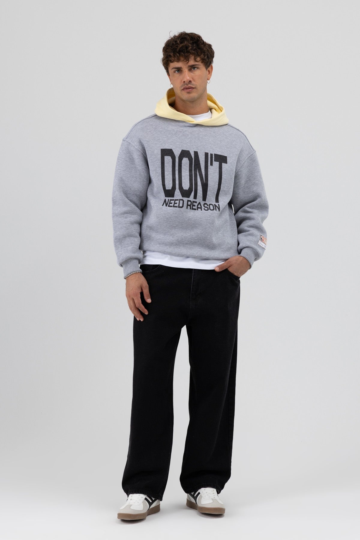 Çift Renk Baskılı Oversize Sweatshirt