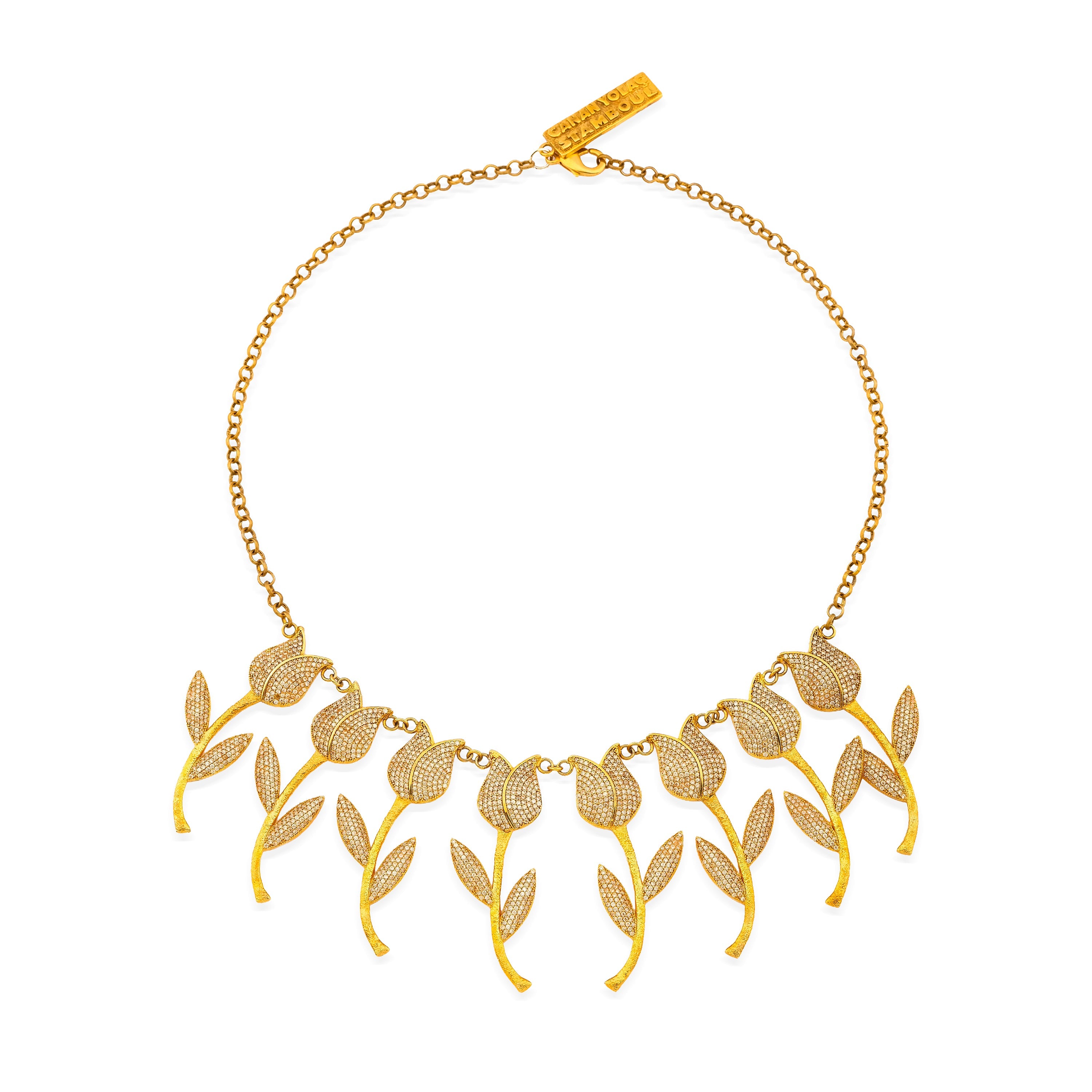 Lale Devri Şampanya Kristal Choker