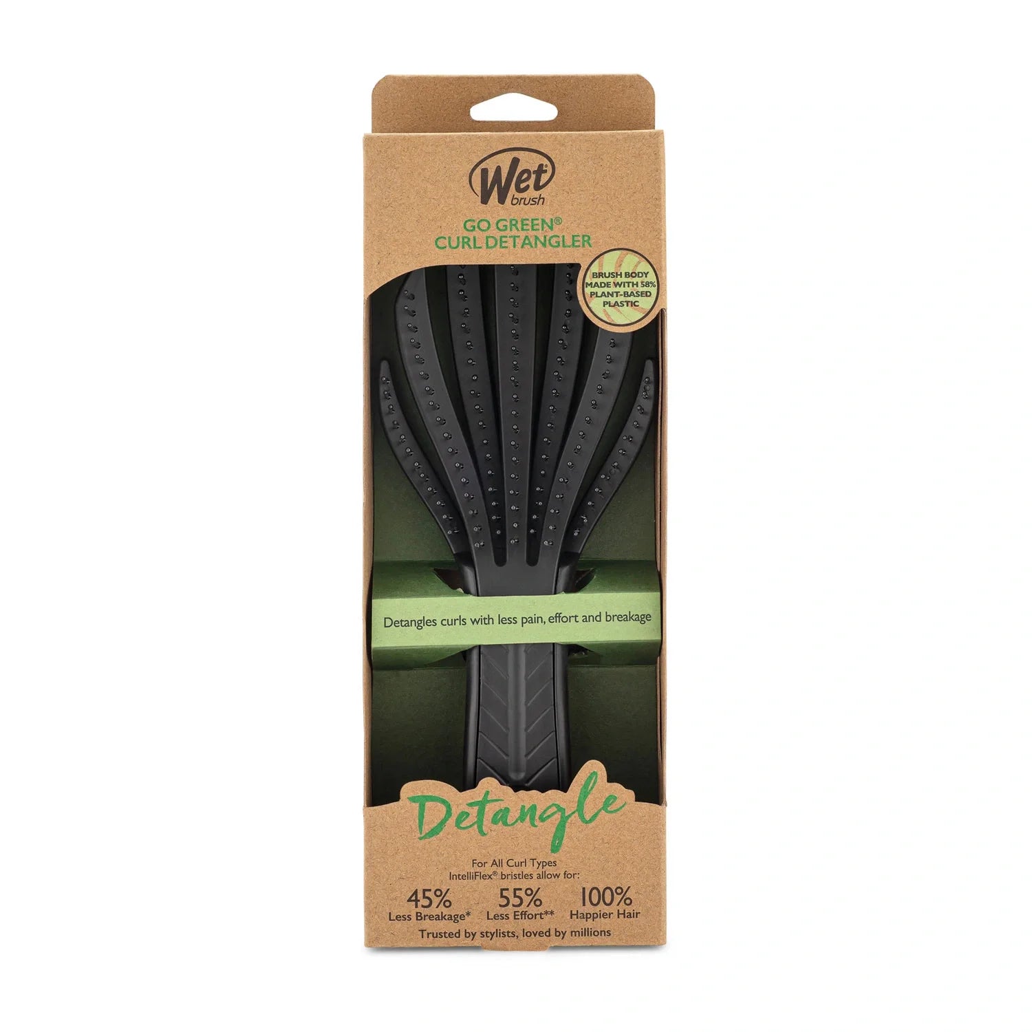 Wet Brush Go Green Kıvırcık Saçlara Özel Dolaşık Açıcı Saç Fırçası Siyah