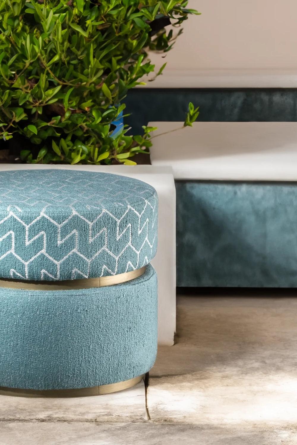 22 Maggio Istanbul-Azzurro Desenli Turkuaz Silindir Ahşap Puf-Puf-1-Milagron.com