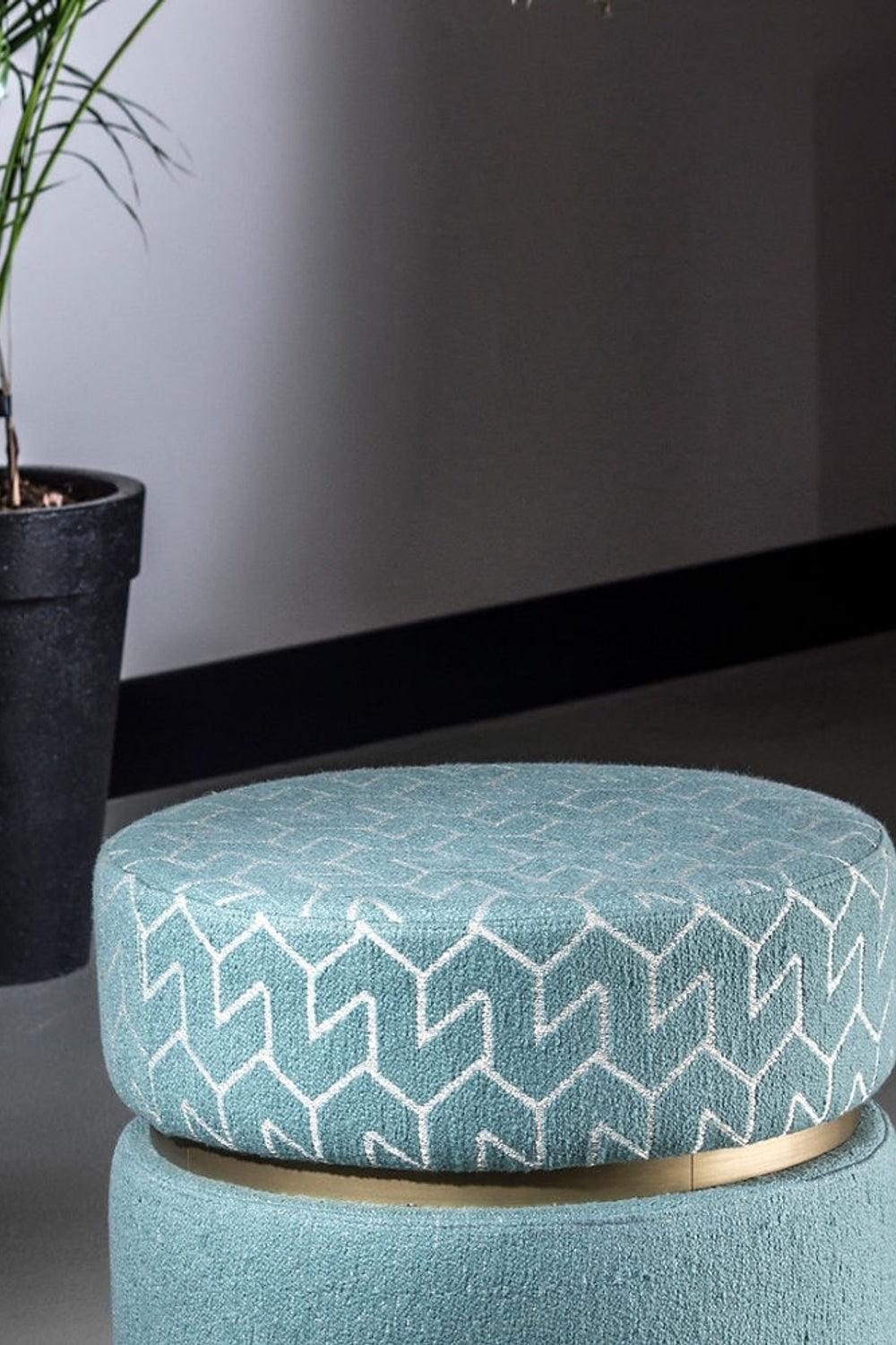 22 Maggio Istanbul-Azzurro Desenli Turkuaz Silindir Ahşap Puf-Puf-4-Milagron.com