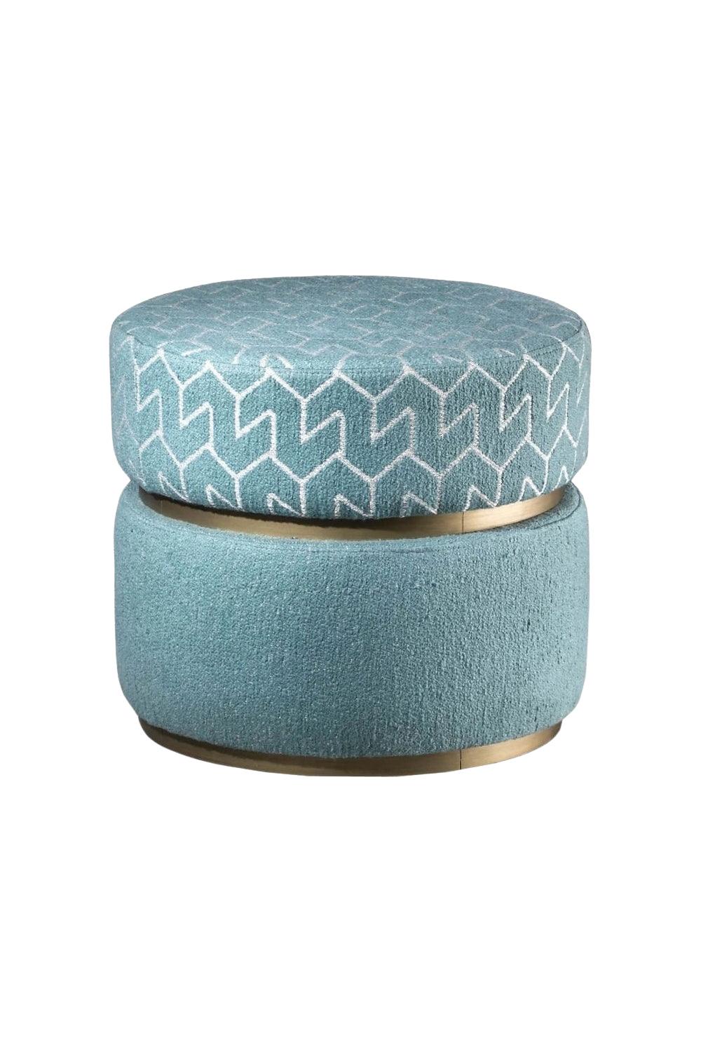 22 Maggio Istanbul-Azzurro Desenli Turkuaz Silindir Ahşap Puf-Puf-5-Milagron.com