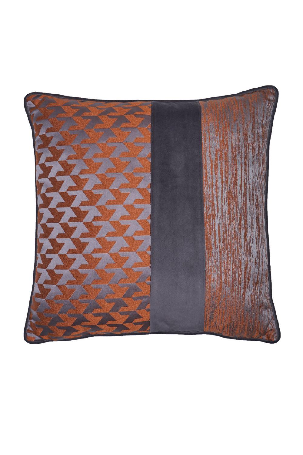 22 Maggio Istanbul-Diamante Taba Gri Üç Şerit Jakar Saten Yastık 50x50 cm-Yastık-1-Milagron.com