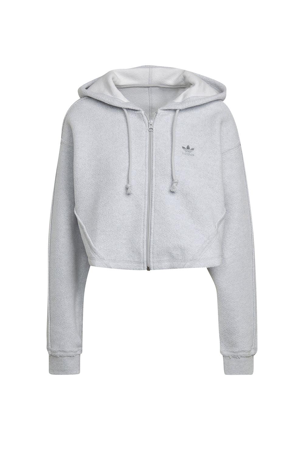 Adidas-Crop Full-Zip Loungewear Hoodie-Sweatshirts & Hoodies-3-Milagron.com