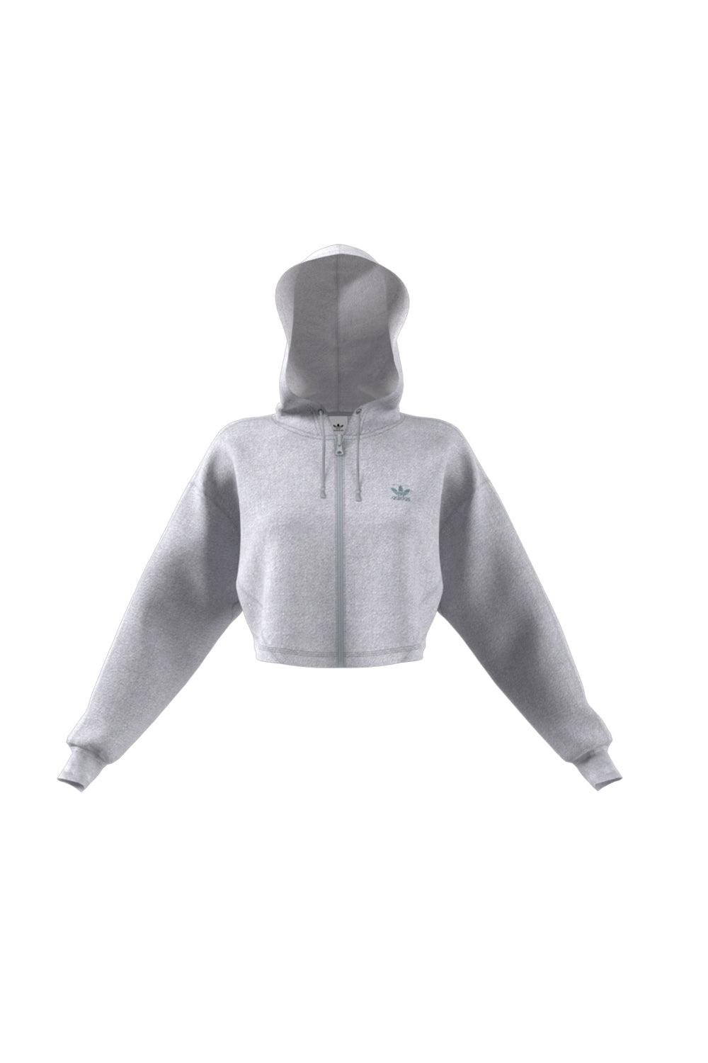 Adidas-Crop Full-Zip Loungewear Hoodie-Sweatshirts & Hoodies-7-Milagron.com