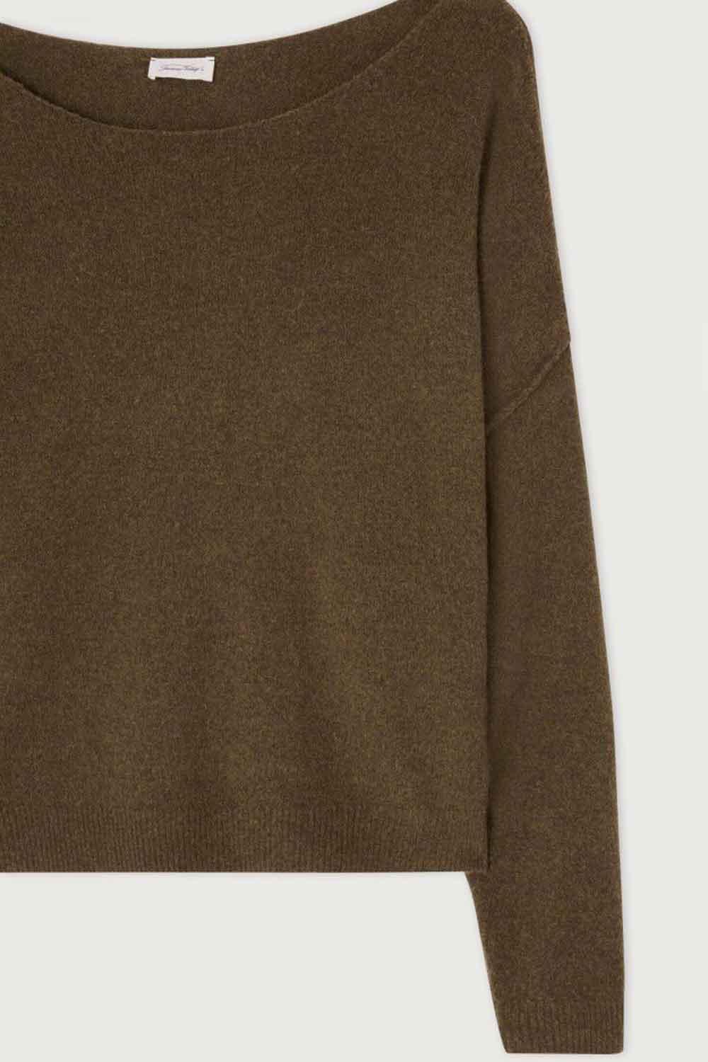 American Vintage-Pull ML Col Bateau Khaki-Kazak & Triko-2-Milagron.com