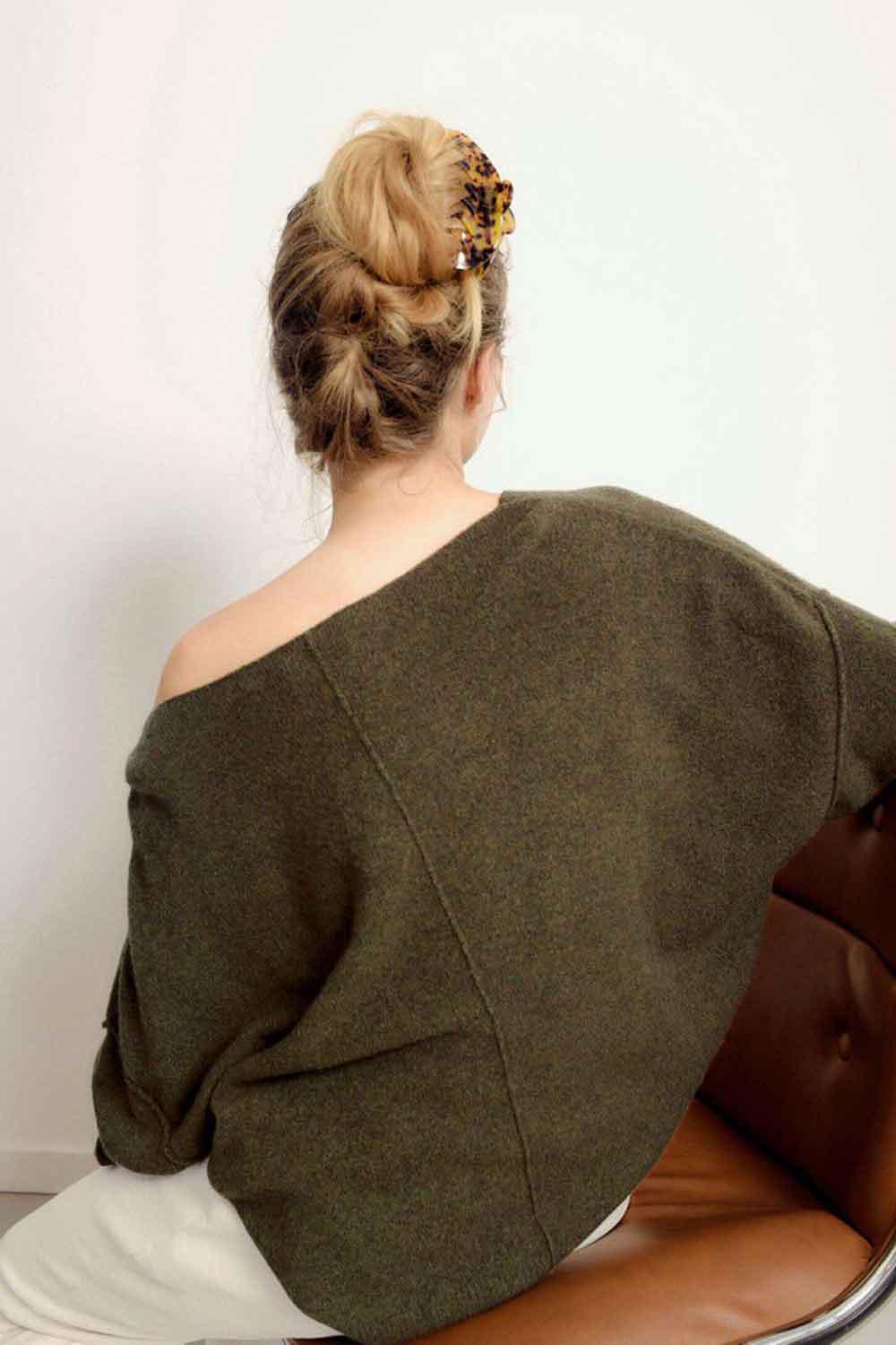 American Vintage-Pull ML Col Bateau Khaki-Kazak & Triko-4-Milagron.com