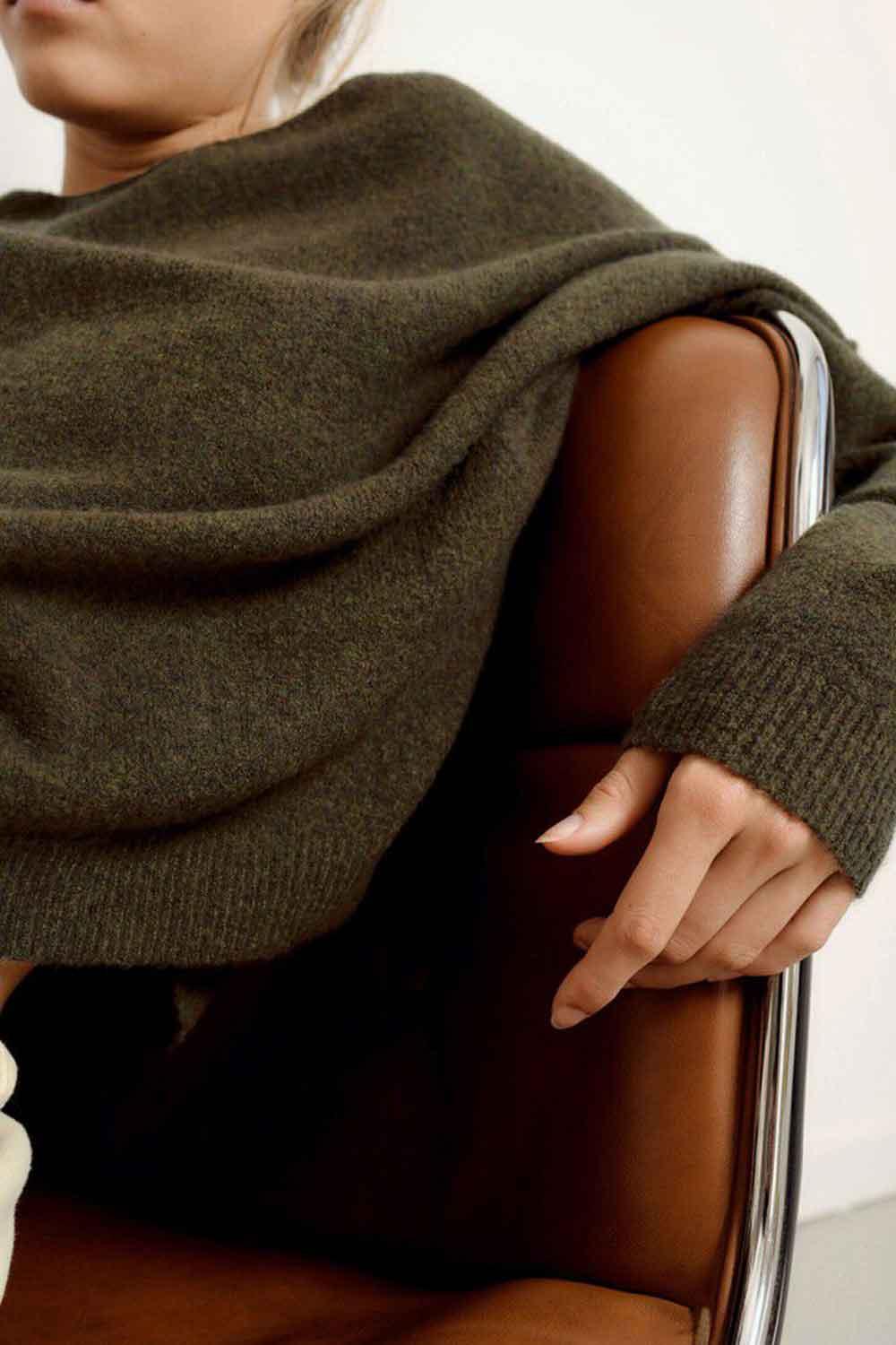 American Vintage-Pull ML Col Bateau Khaki-Kazak & Triko-5-Milagron.com