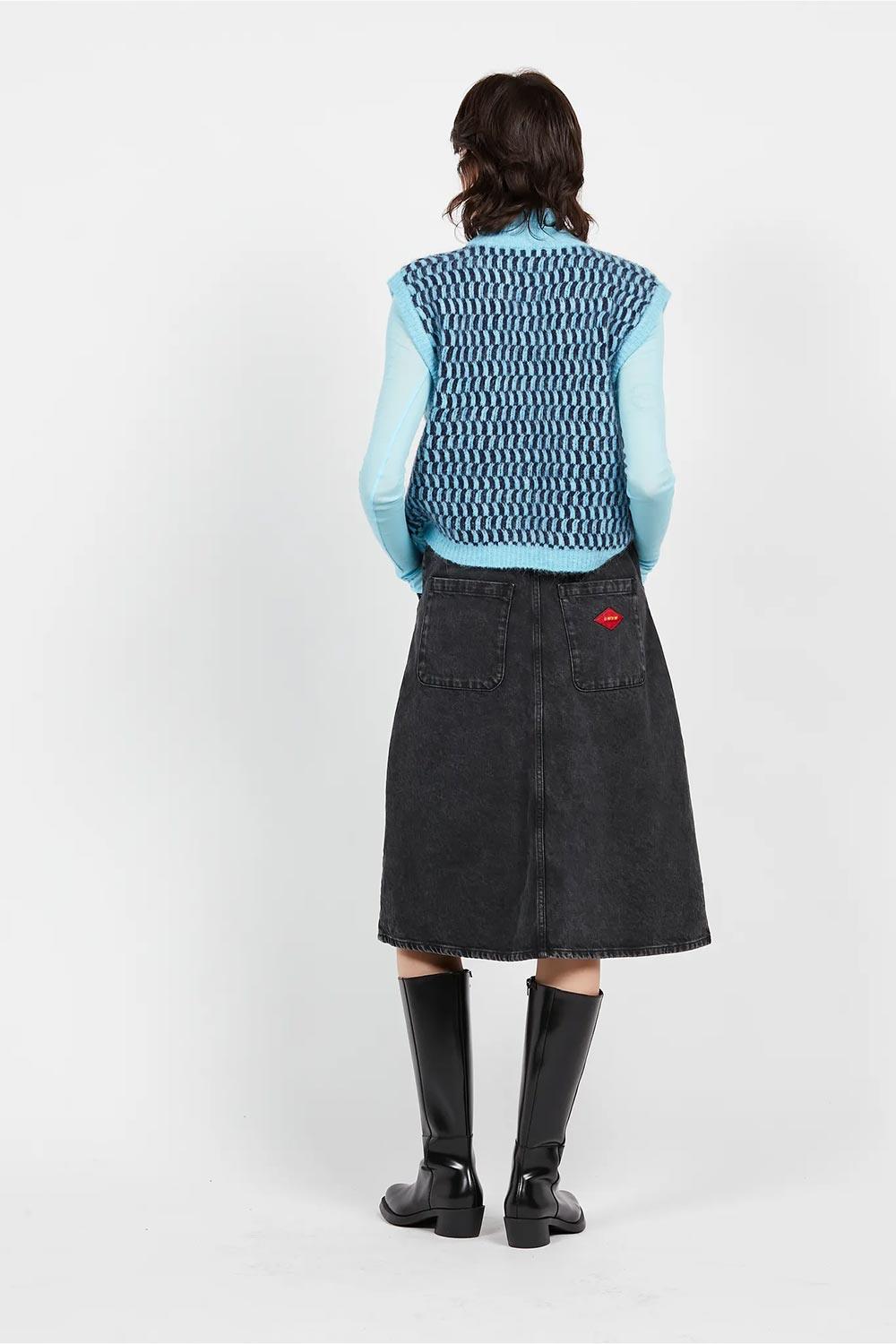 American Vintage-Pull Sans Manches Col Rond Riviere Et Navy Chine-Kazak & Triko-2-Milagron.com