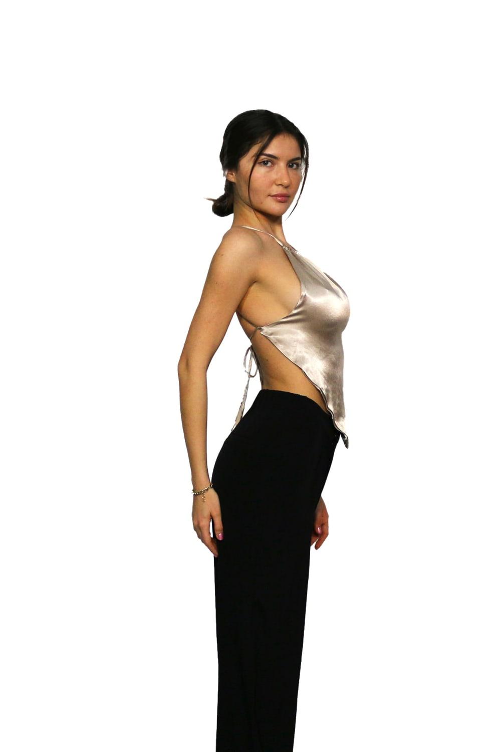 Antoa-Carmen Saten Crop Top-Crop Top-1-Milagron.com