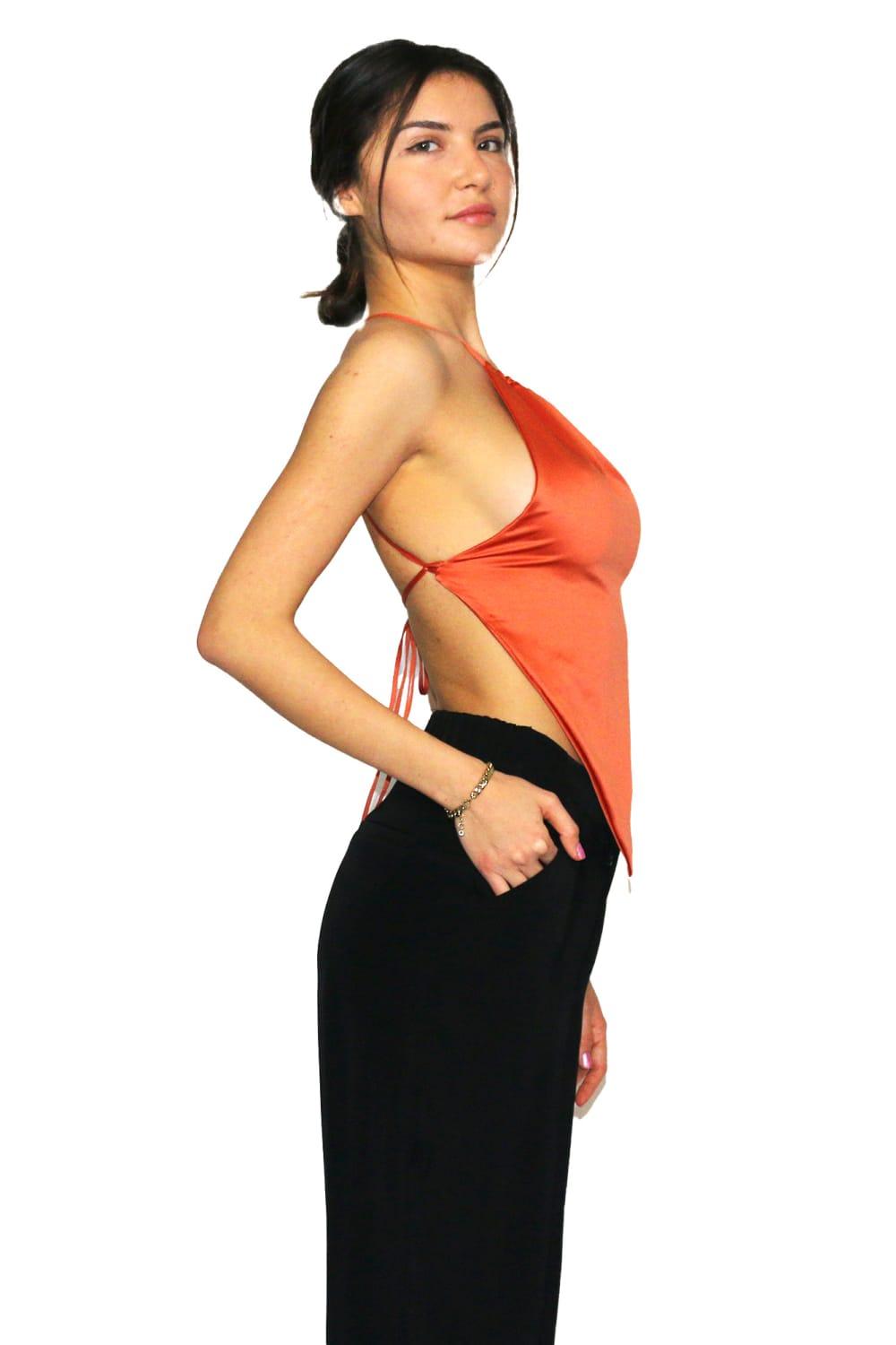 Antoa-Carmen Saten Crop Top-Crop Top-2-Milagron.com