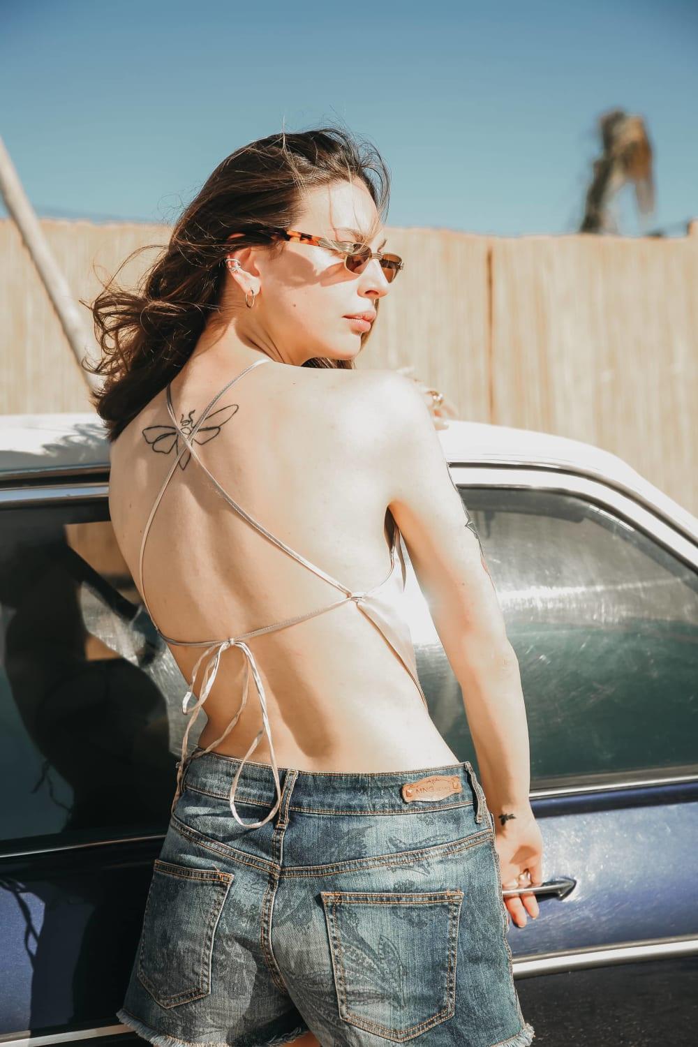 Antoa-Carmen Saten Crop Top-Crop Top-6-Milagron.com