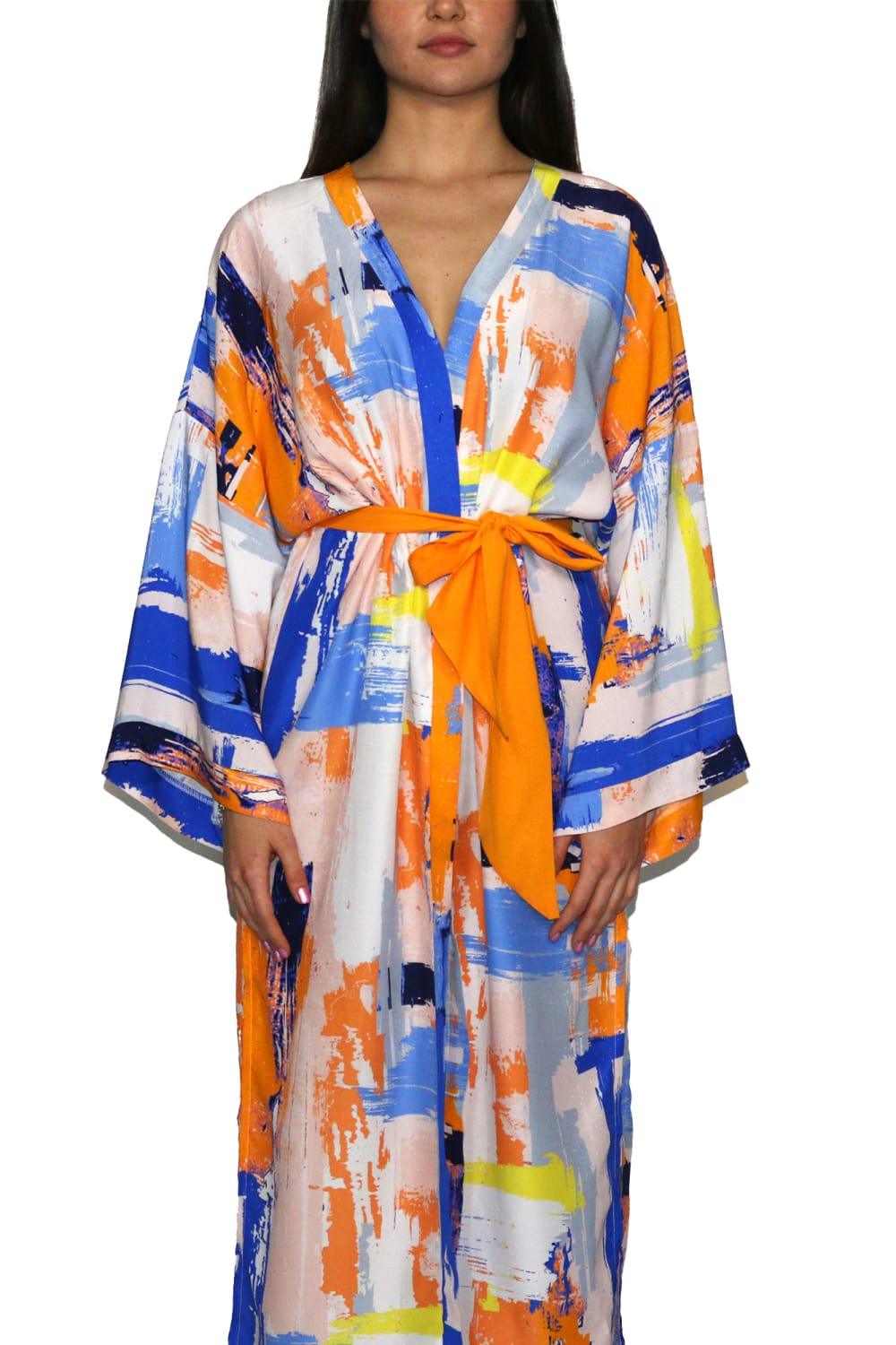 Antoa-Gaia Renkli Saten Kimono-Kimono-2-Milagron.com