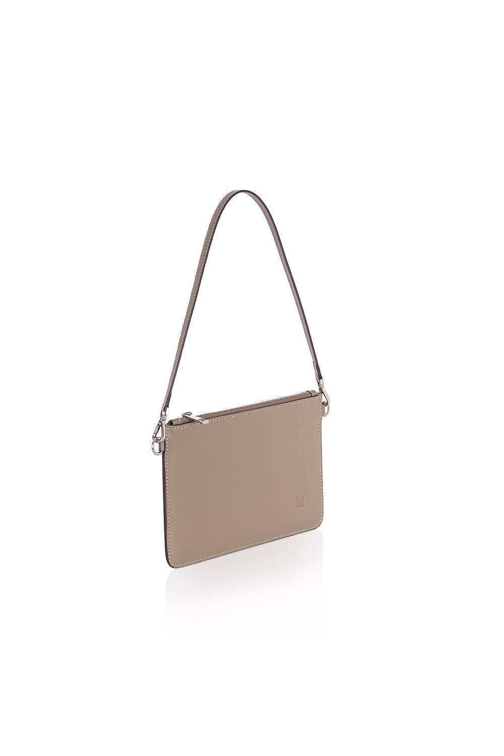 Atelier Melange-Deri Mini Omuz Çantası Taş Gri-Omuz Çantası-2-Milagron.com
