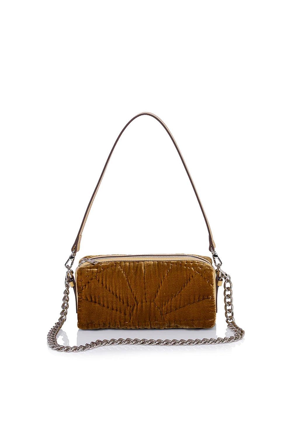 Atelier Melange-Şükran Hurç Çanta İpek Kadife Altın-Omuz Çantası-1-Milagron.com