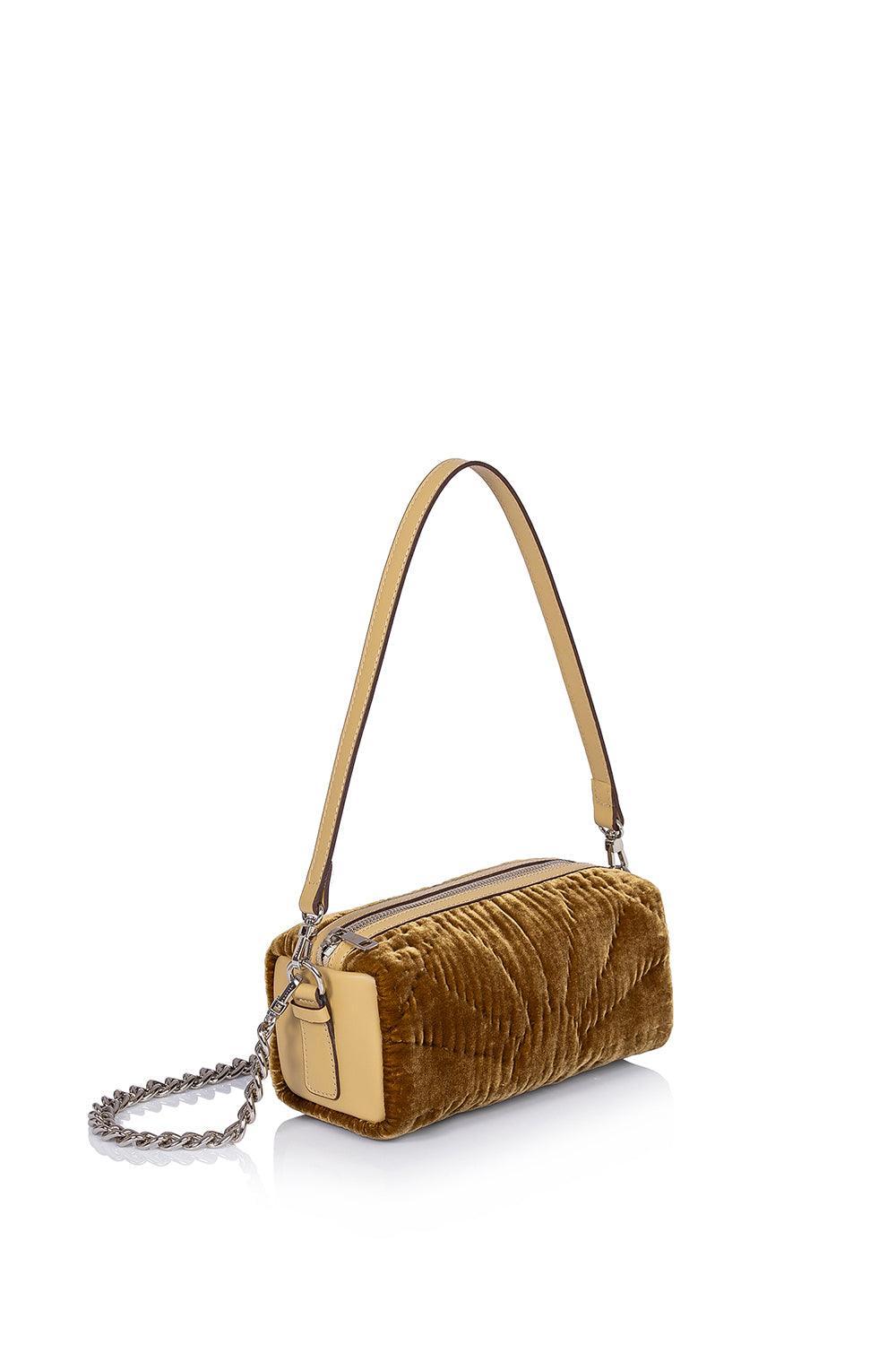 Atelier Melange-Şükran Hurç Çanta İpek Kadife Altın-Omuz Çantası-2-Milagron.com