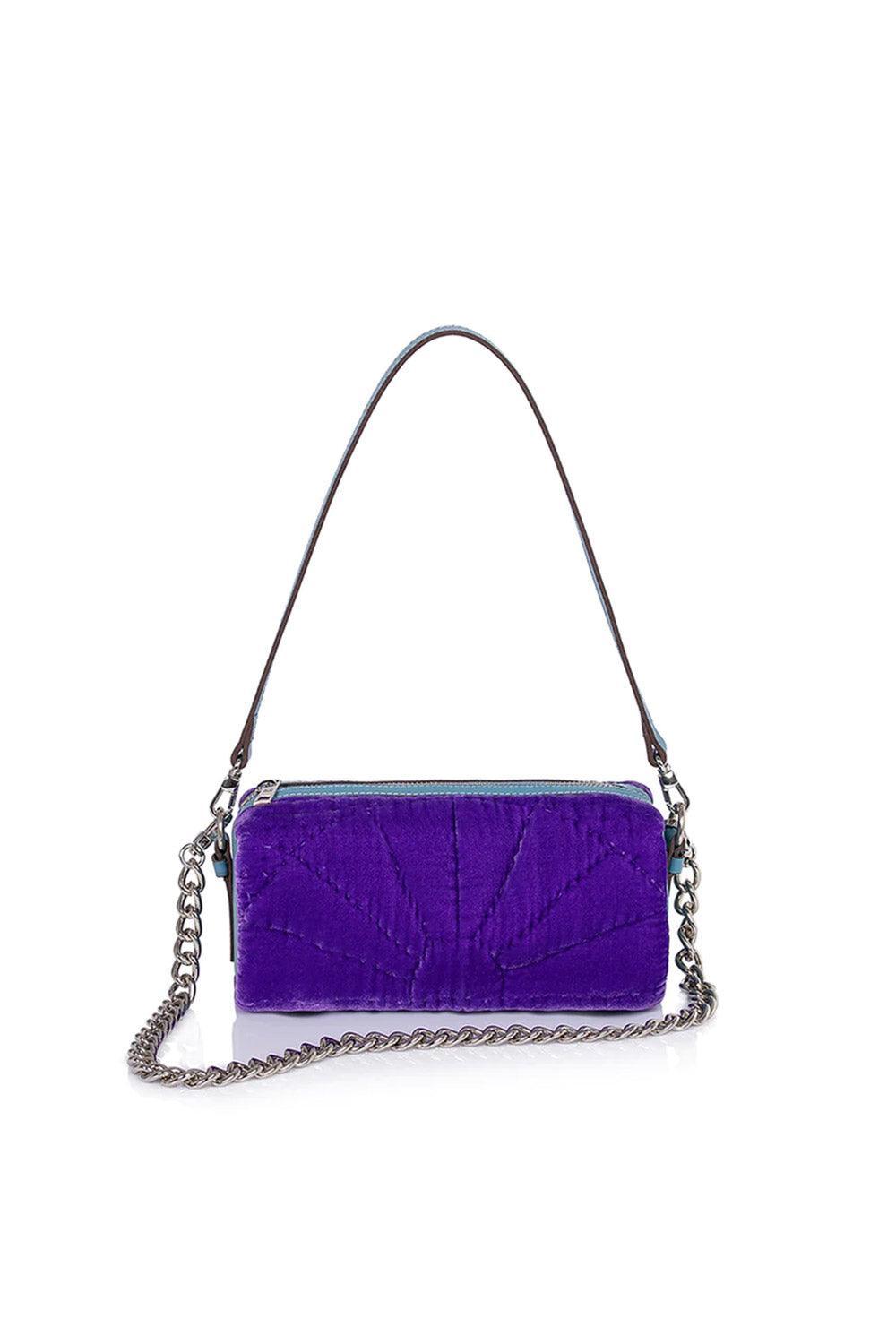 Atelier Melange-Şükran Hurç Çanta İpek Kadife Mor-Omuz Çantası-1-Milagron.com