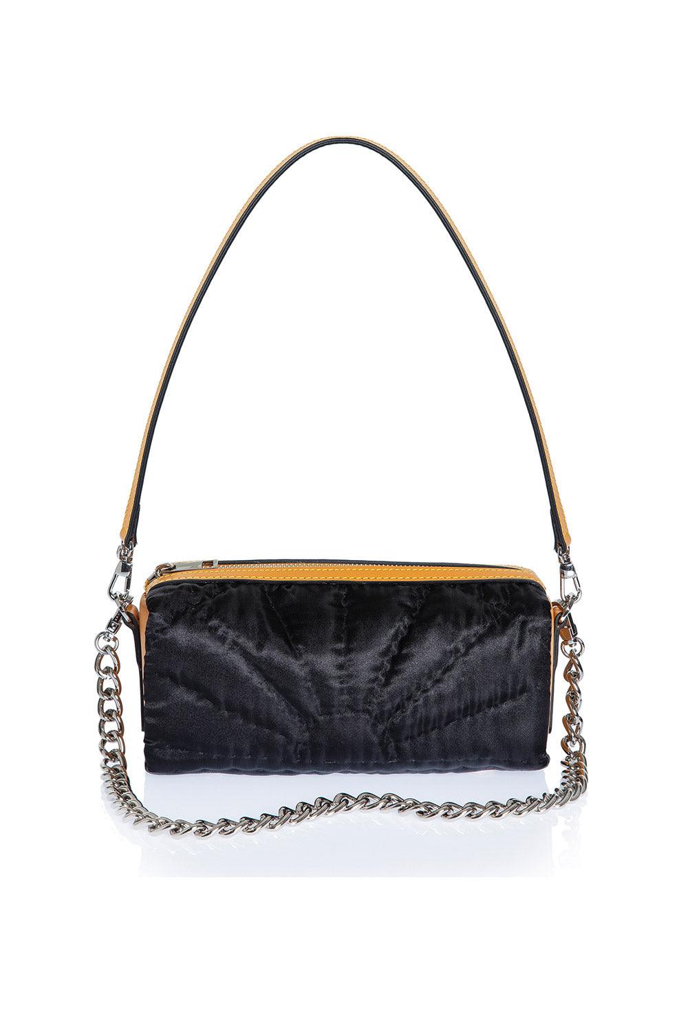 Atelier Melange-Şükran İpek Hurç Çanta Siyah Turuncu-Omuz Çantası-2-Milagron.com