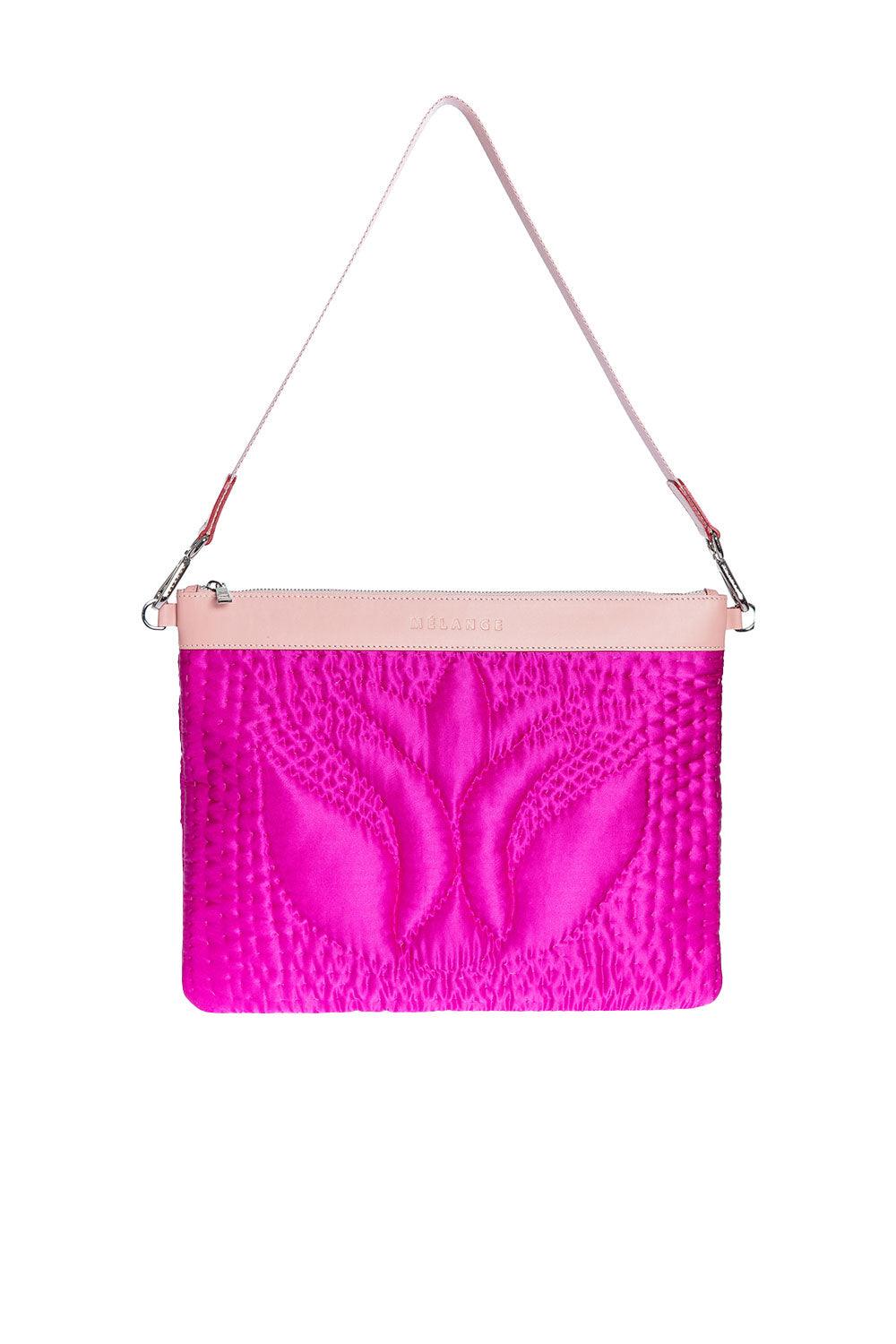 Atelier Melange-Şükran İpek Saten Büyük Omuz Çantası Fuşya Pembe-Omuz Çantası-1-Milagron.com