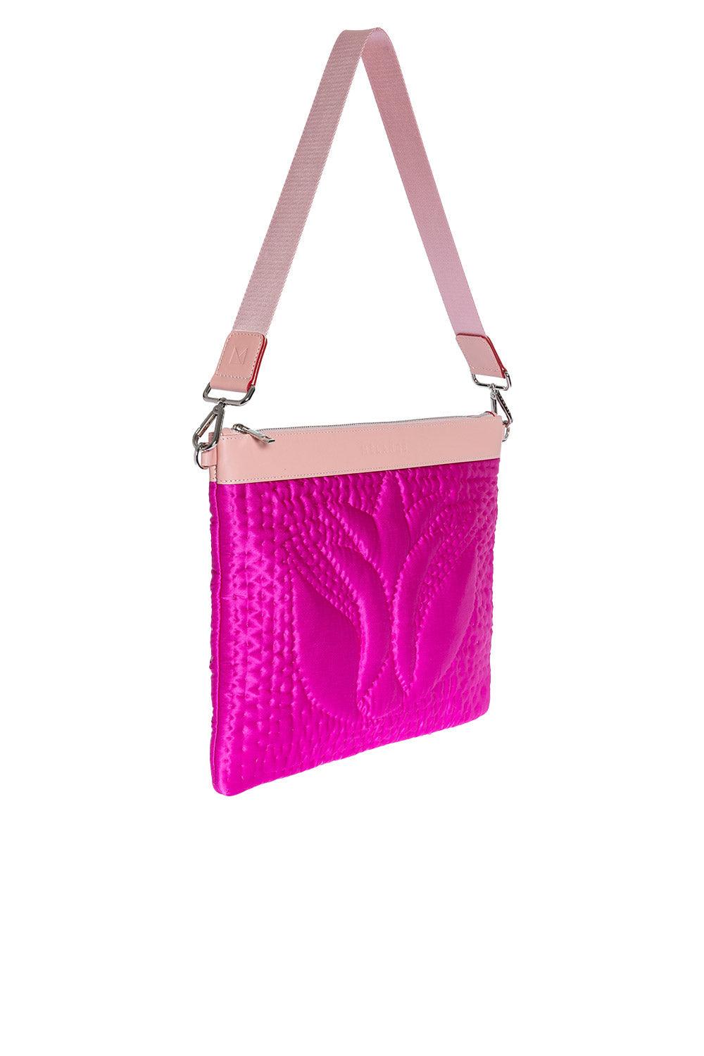 Atelier Melange-Şükran İpek Saten Büyük Omuz Çantası Fuşya Pembe-Omuz Çantası-2-Milagron.com