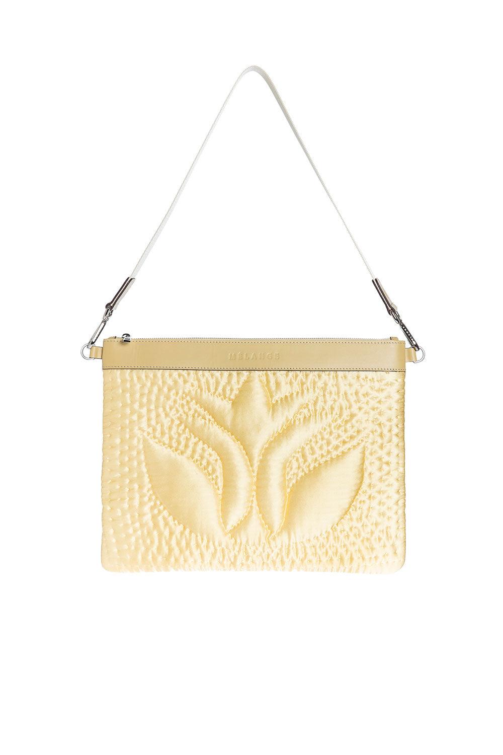 Atelier Melange-Şükran İpek Saten Büyük Omuz Çantası Sarı-Omuz Çantası-1-Milagron.com
