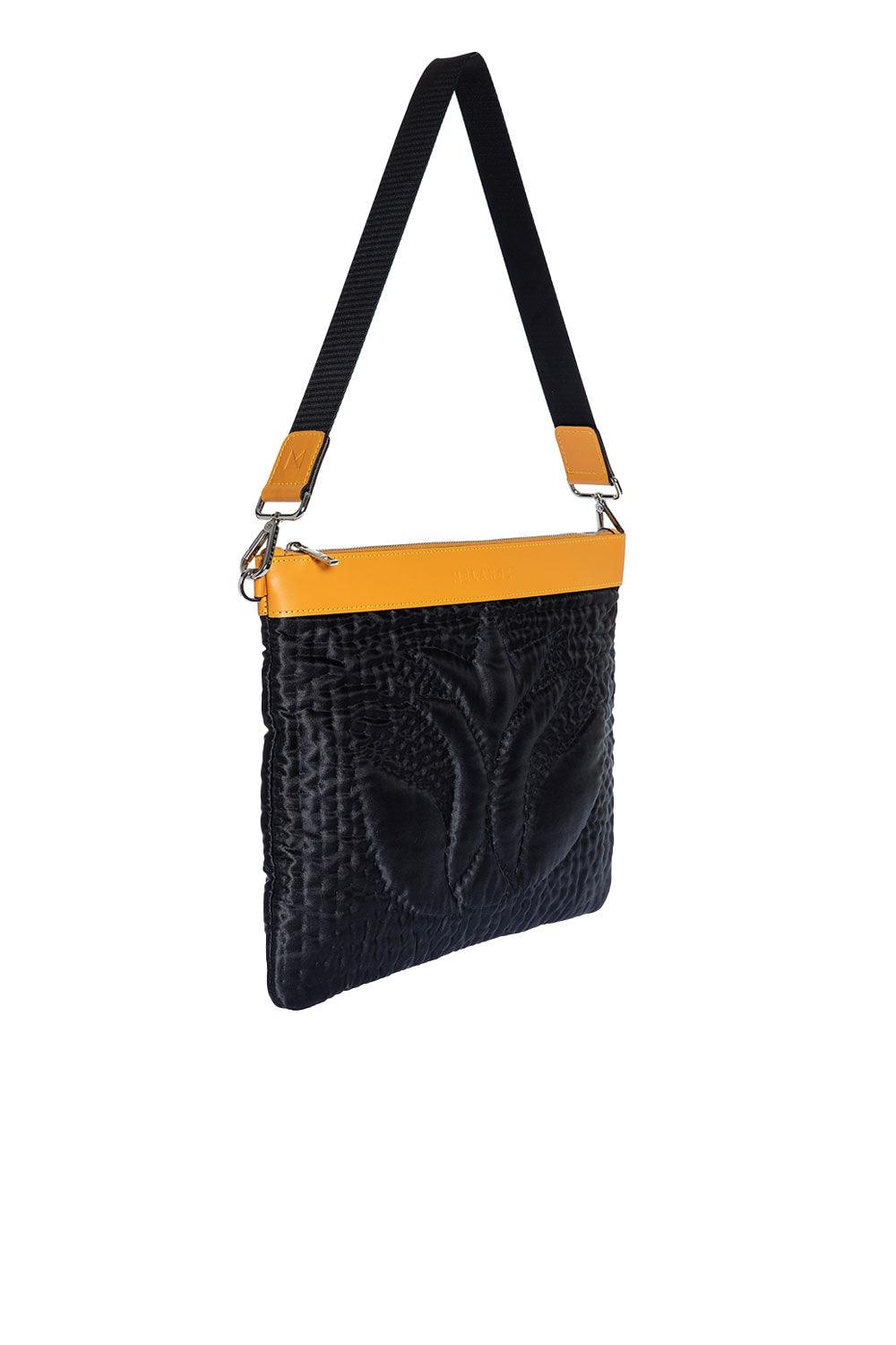 Atelier Melange-Şükran İpek Saten Büyük Omuz Çantası Siyah Turuncu-Omuz Çantası-2-Milagron.com