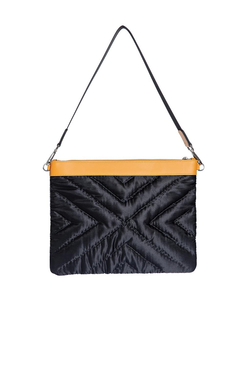 Atelier Melange-Şükran İpek Saten Büyük Omuz Çantası Siyah Turuncu-Omuz Çantası-3-Milagron.com