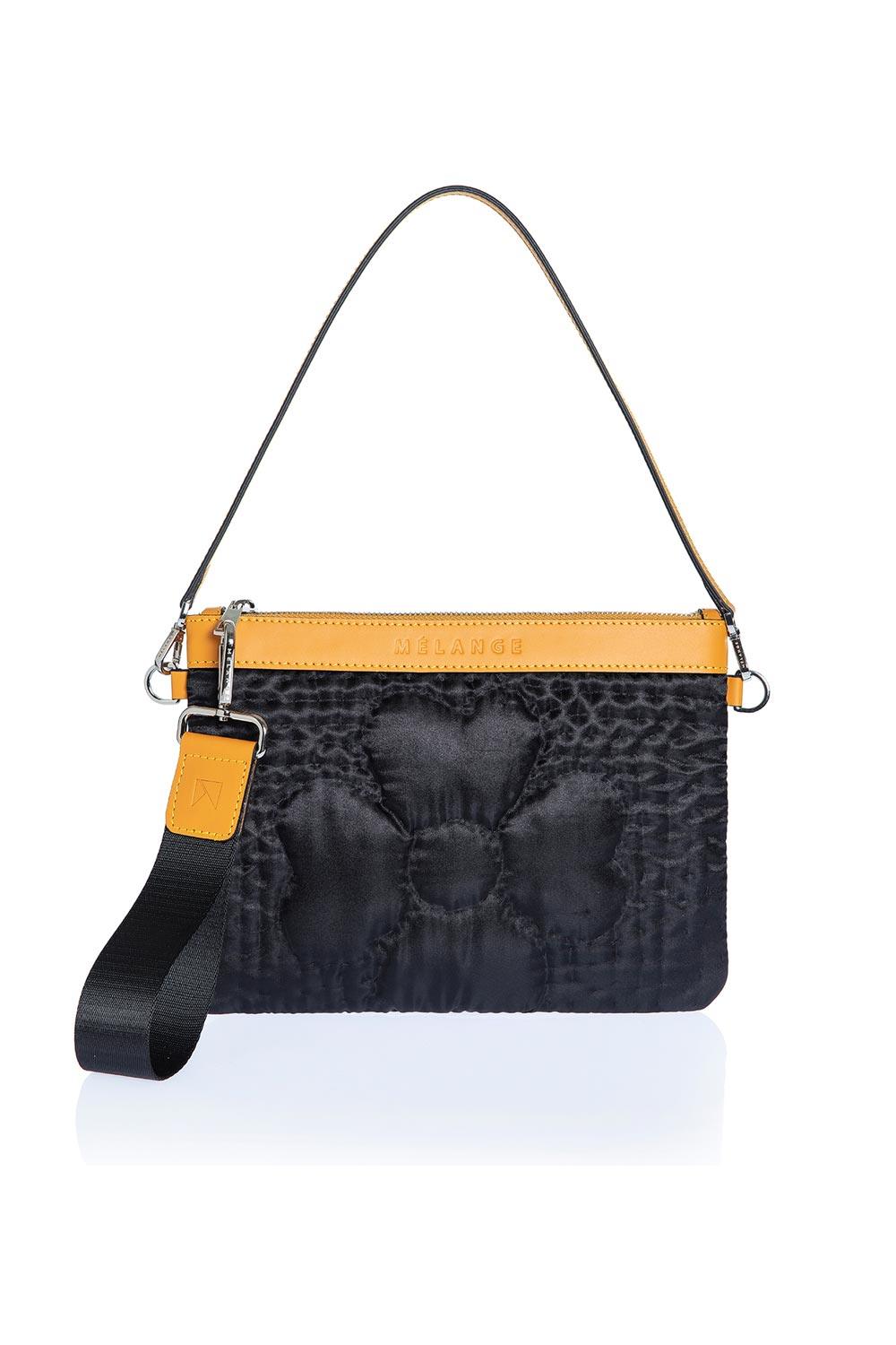 Atelier Melange-Şükran İpek Saten Mini Omuz Çantası Menekşe Siyah Turuncu-Omuz Çantası-1-Milagron.com