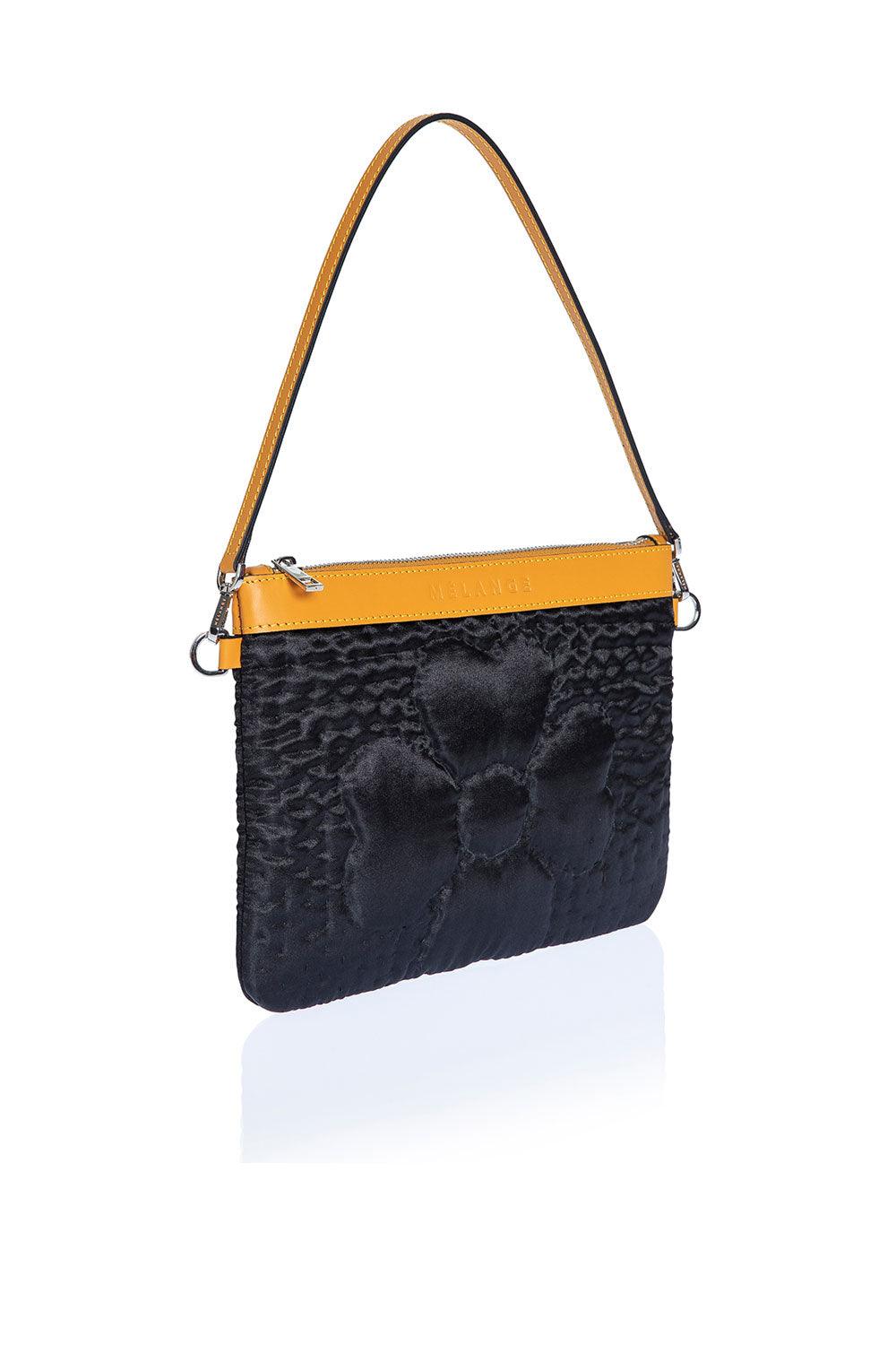 Atelier Melange-Şükran İpek Saten Mini Omuz Çantası Menekşe Siyah Turuncu-Omuz Çantası-2-Milagron.com