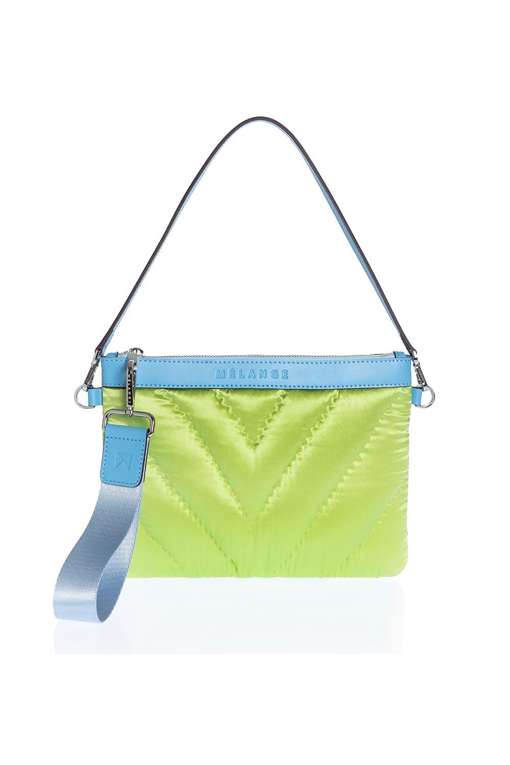 Atelier Melange-Şükran İpek Saten Mini Omuz Çantası Yeşil Mavi-Omuz Çantası-1-Milagron.com