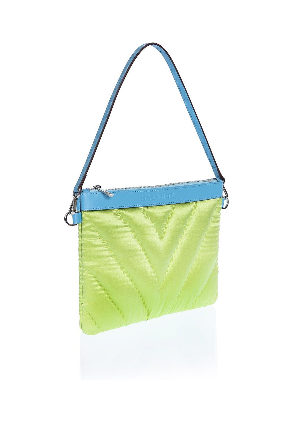 Atelier Melange-Şükran İpek Saten Mini Omuz Çantası Yeşil Mavi-Omuz Çantası-2-Milagron.com