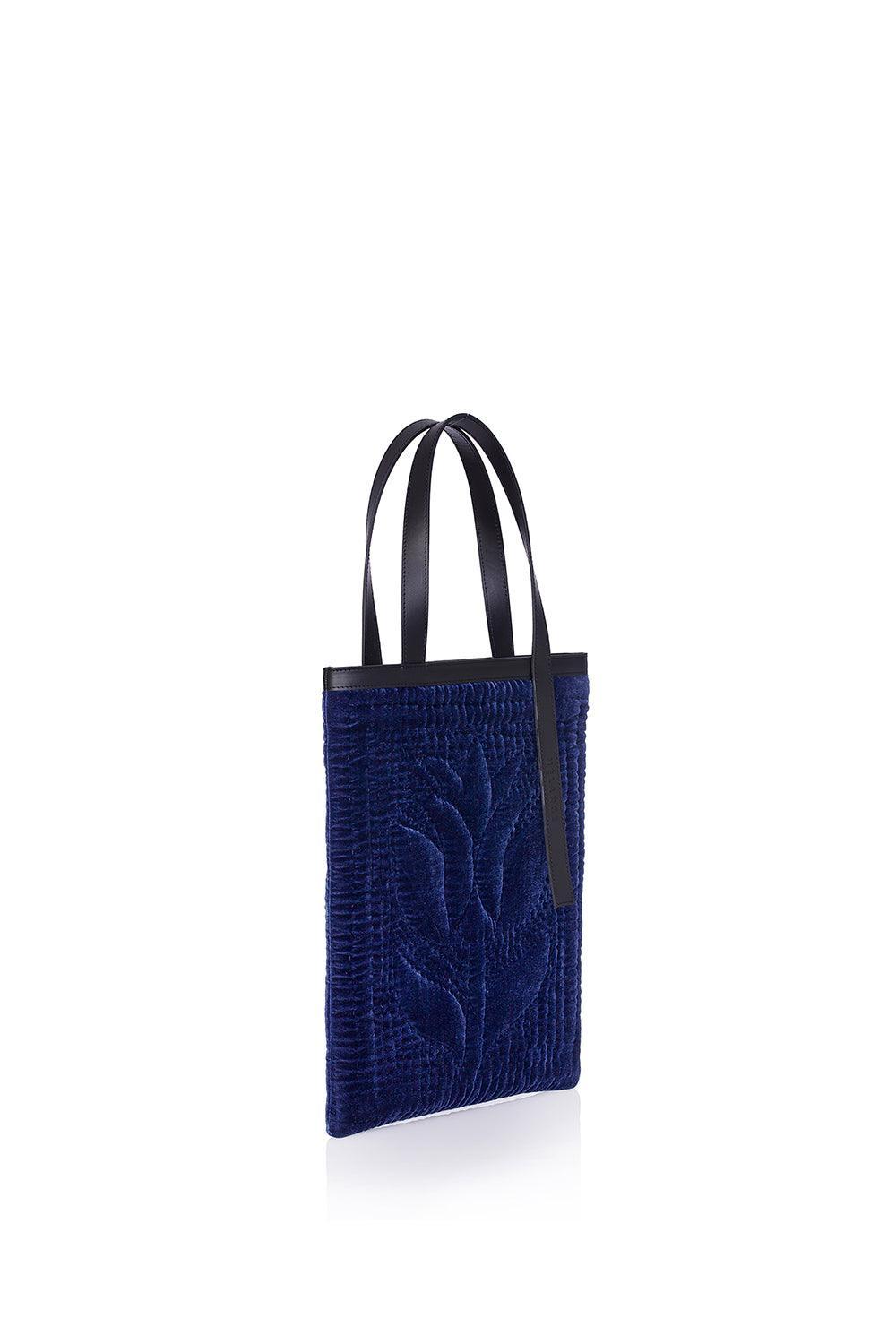 Atelier Melange-Şükran Omuz Çantası İpek Kadife Gece Mavisi-Omuz Çantası-2-Milagron.com