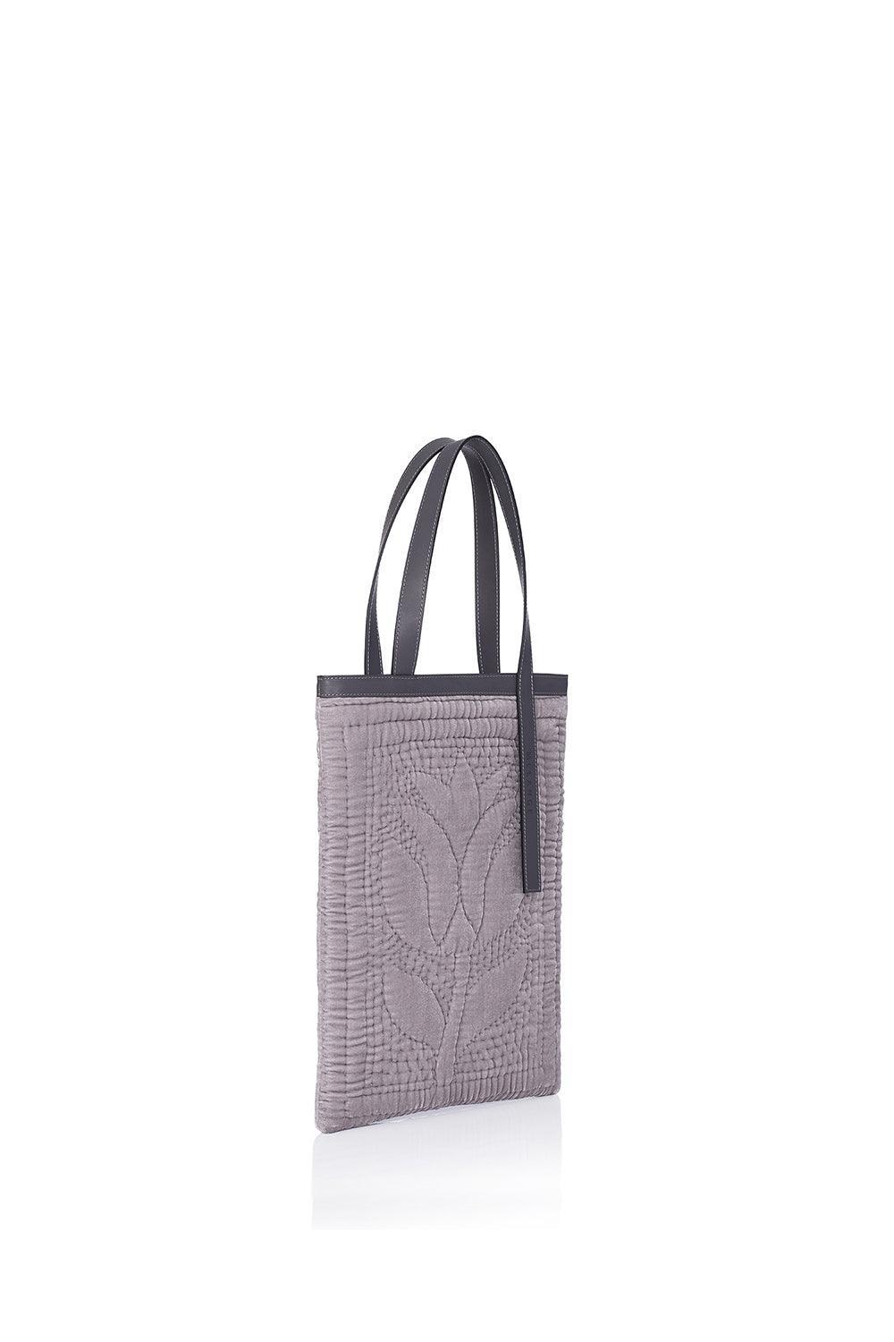 Atelier Melange-Şükran Omuz Çantası İpek Kadife Gri-Omuz Çantası-2-Milagron.com