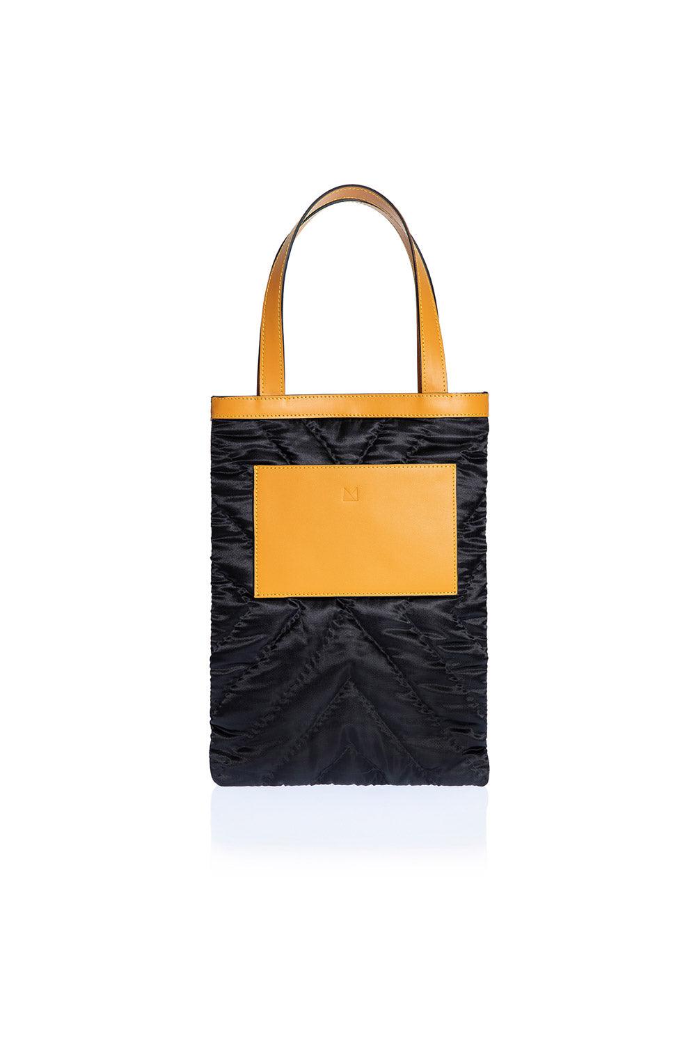 Atelier Melange-Şükran Omuz Çantası İpek Saten Siyah Turuncu-Omuz Çantası-1-Milagron.com