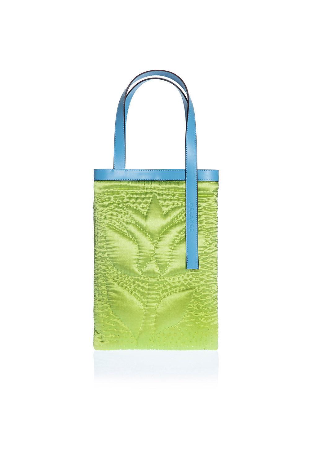 Atelier Melange-Şükran Omuz Çantası İpek Saten Yeşil Mavi-Omuz Çantası-1-Milagron.com