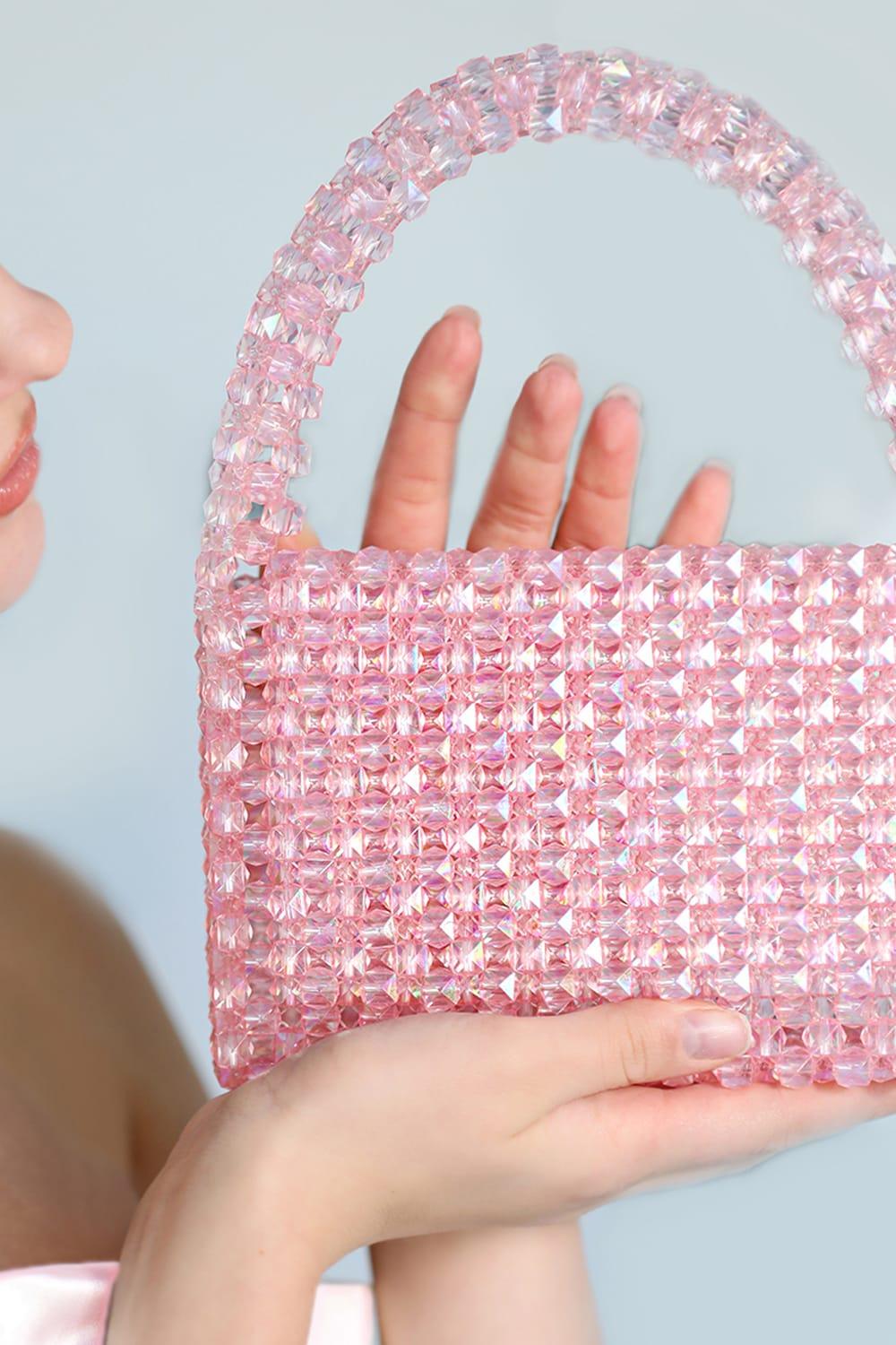 Ava Villain-Gleam Boncuk Çanta Pembe-El Çantası-6-Milagron.com