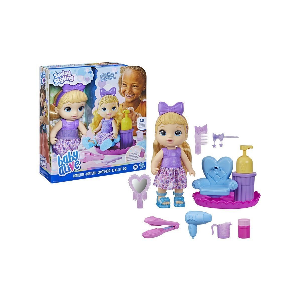 Baby Alive-Baby Alive Köpüklü Saç Tasarım Eğlencesi +3 Yaş-Oyuncak Bebek ve Oyun Setleri-3-Milagron.com