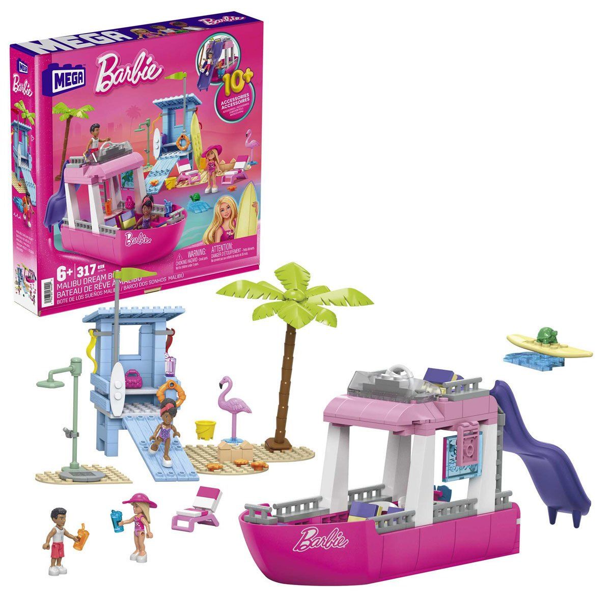 Barbie-Barbie Malibu Rüya Teknesi 317 Parça +6 Yaş-Biriktirilebilir Oyuncaklar ve Setleri-1-Milagron.com