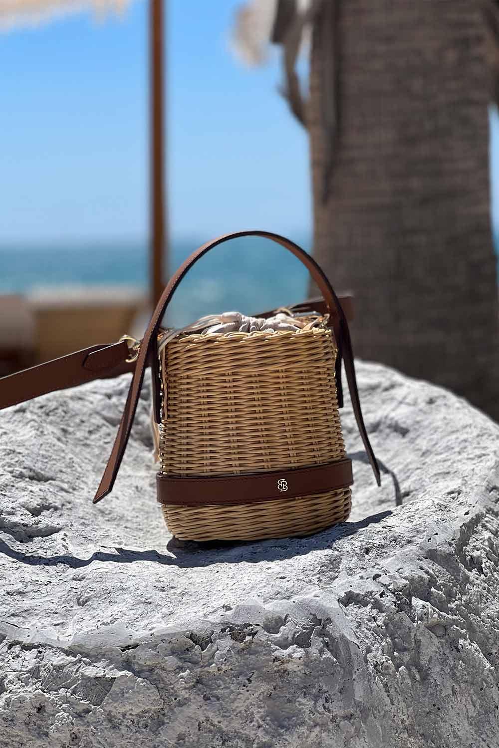 Bloomsbury-Amalfi Bamboo Çikolata Kahve Rattan Yazlık Sepet Çanta-Omuz Çantası-3-Milagron.com