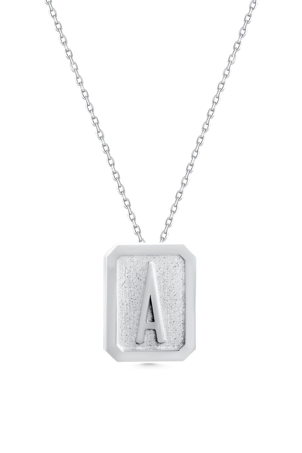 Cansui-Dikdörtgen A Harf Gümüş Kolye-Kolye-1-Milagron.com